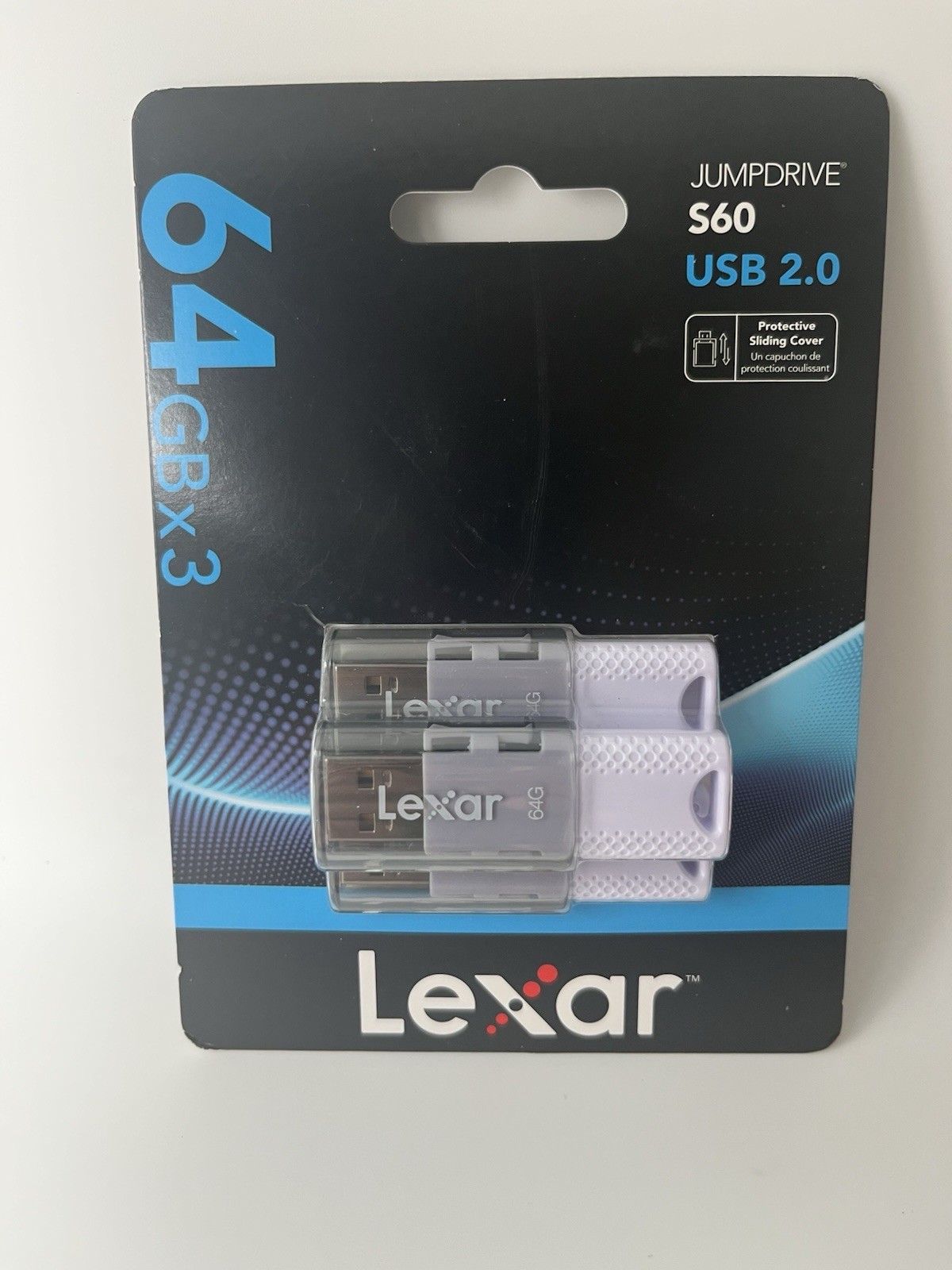 Lexar LJDS060064G Jumpdrive S60 USB 2.0 Flash Drives 64 GB Gray White 3 pack NEW