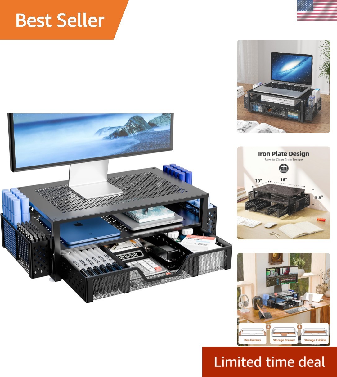 Multi-Functional 2-Tier Laptop Stand with Cooling Mesh for Enhanced Ergonomics