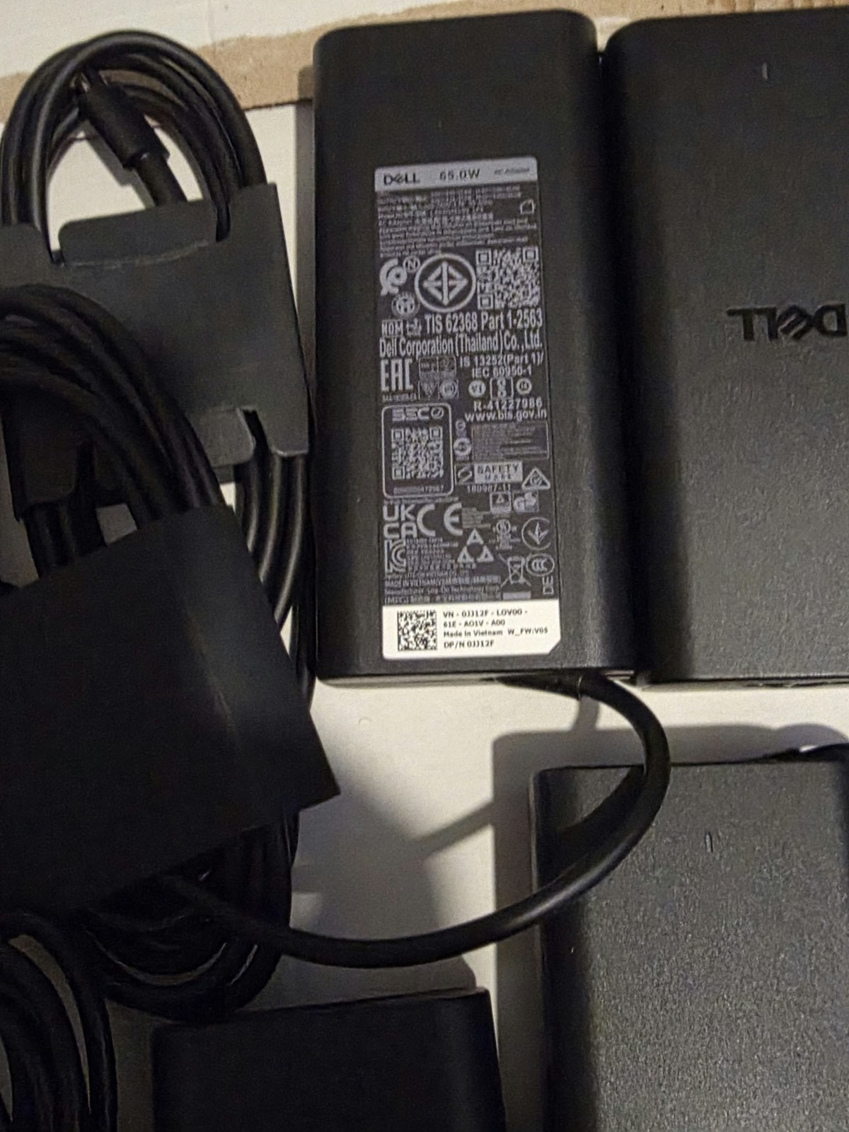 LOT OF 3 NEW ORIGINAL DELL HA65NM190 65W USB-C Type C AC Adapter Charger