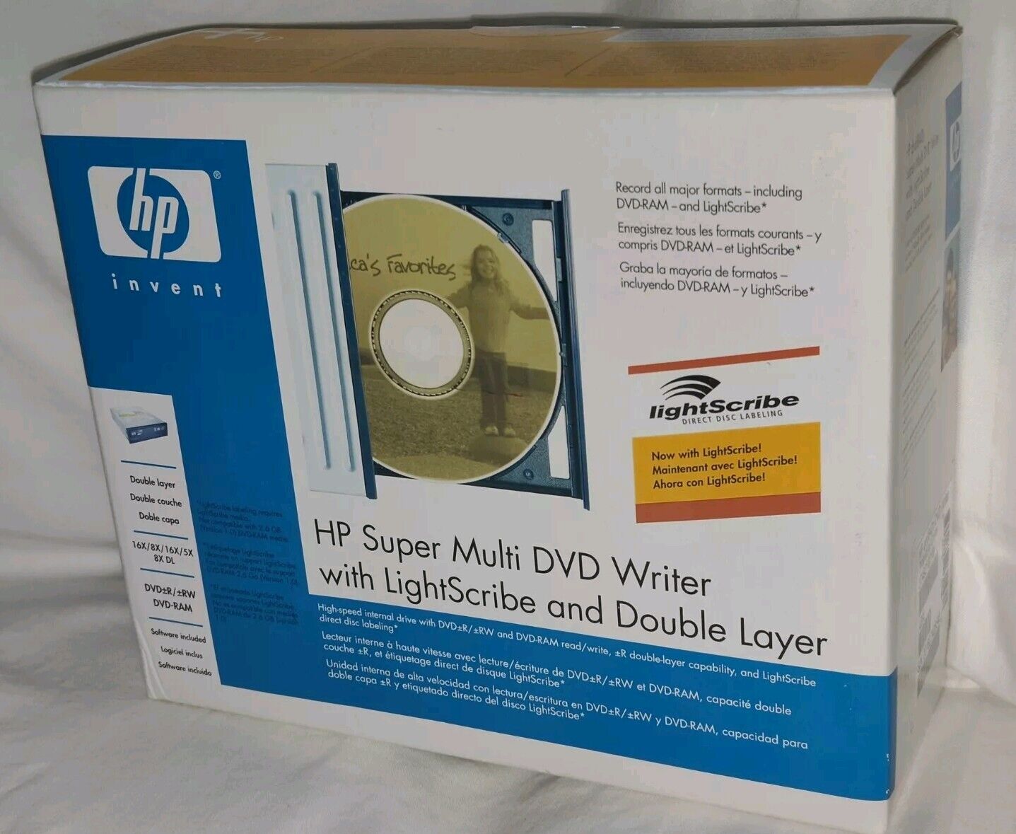 HP SUPER MULTI DVD WRITER W/ LIGHTSCRIBE & DOUBLE LAYER MODEL DVD840i NEW SEALED