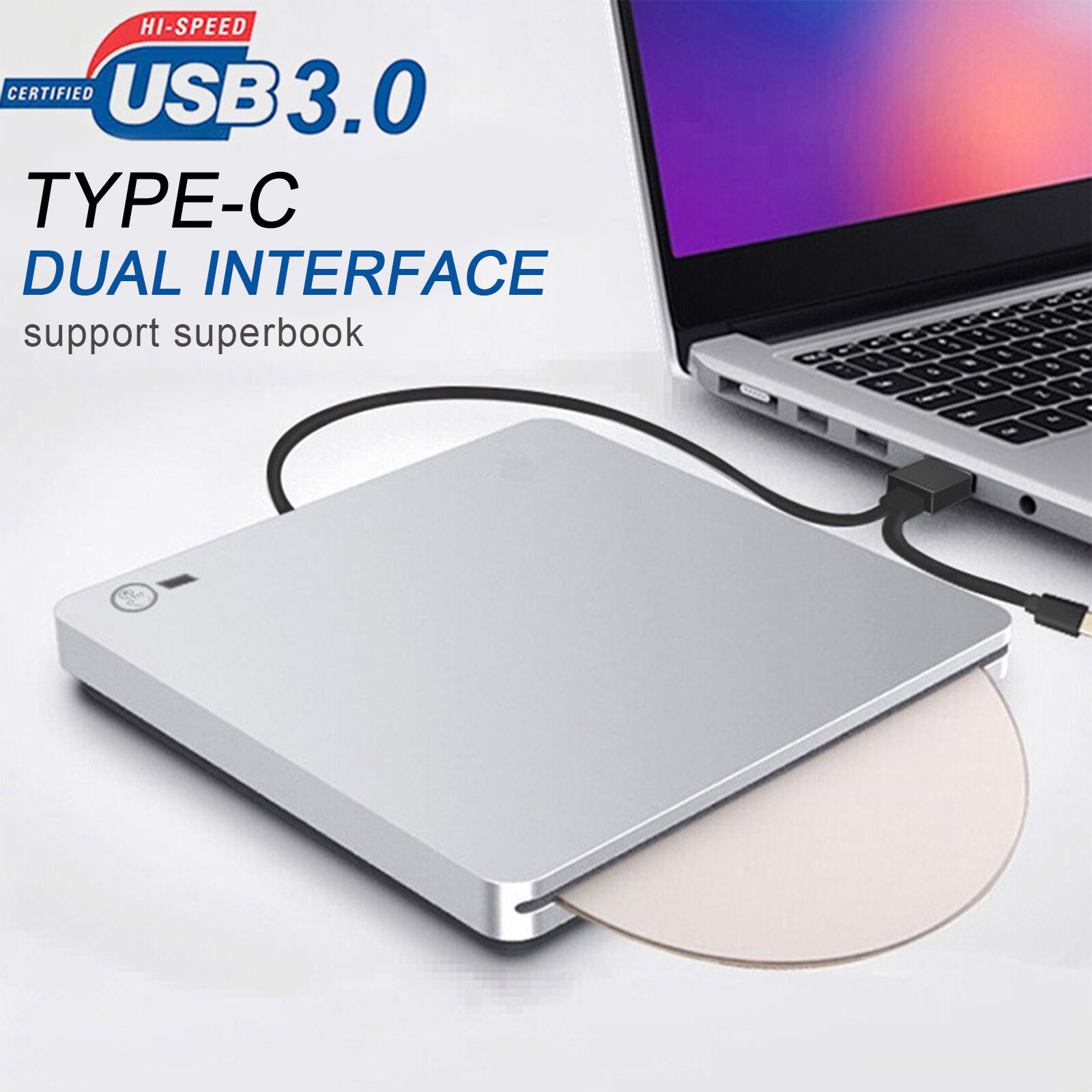 4K Genuine Burner External USB 3.0 Player DVD CD BD Recorder Drive Silver L3