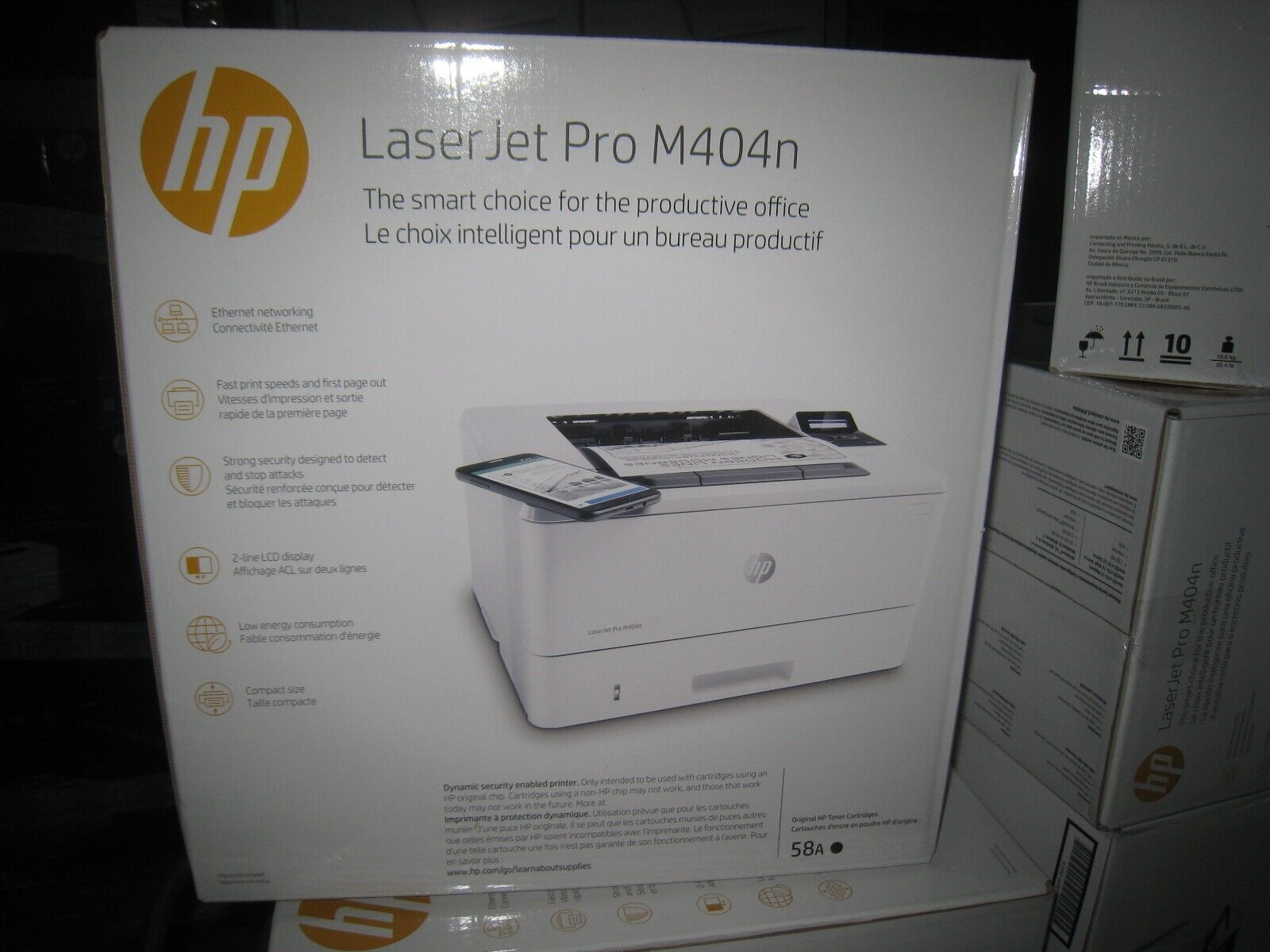 New HP LaserJet Pro M404n Monochrome Printer with built-in Ethernet (W1A52A#BGJ)