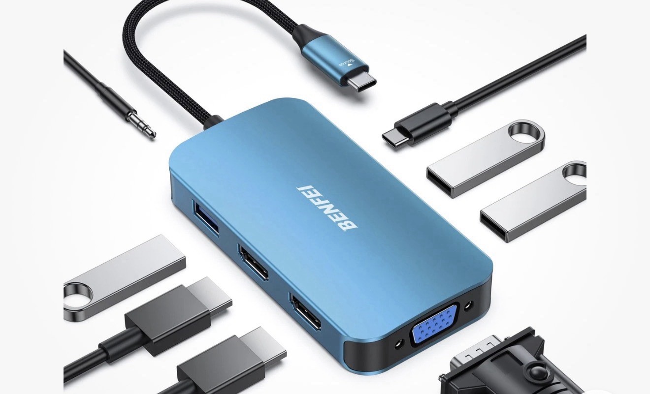 BENFEI USB C Docking Station, 8-in-1 USB C Hub with Triple Display Dual HDMI,...