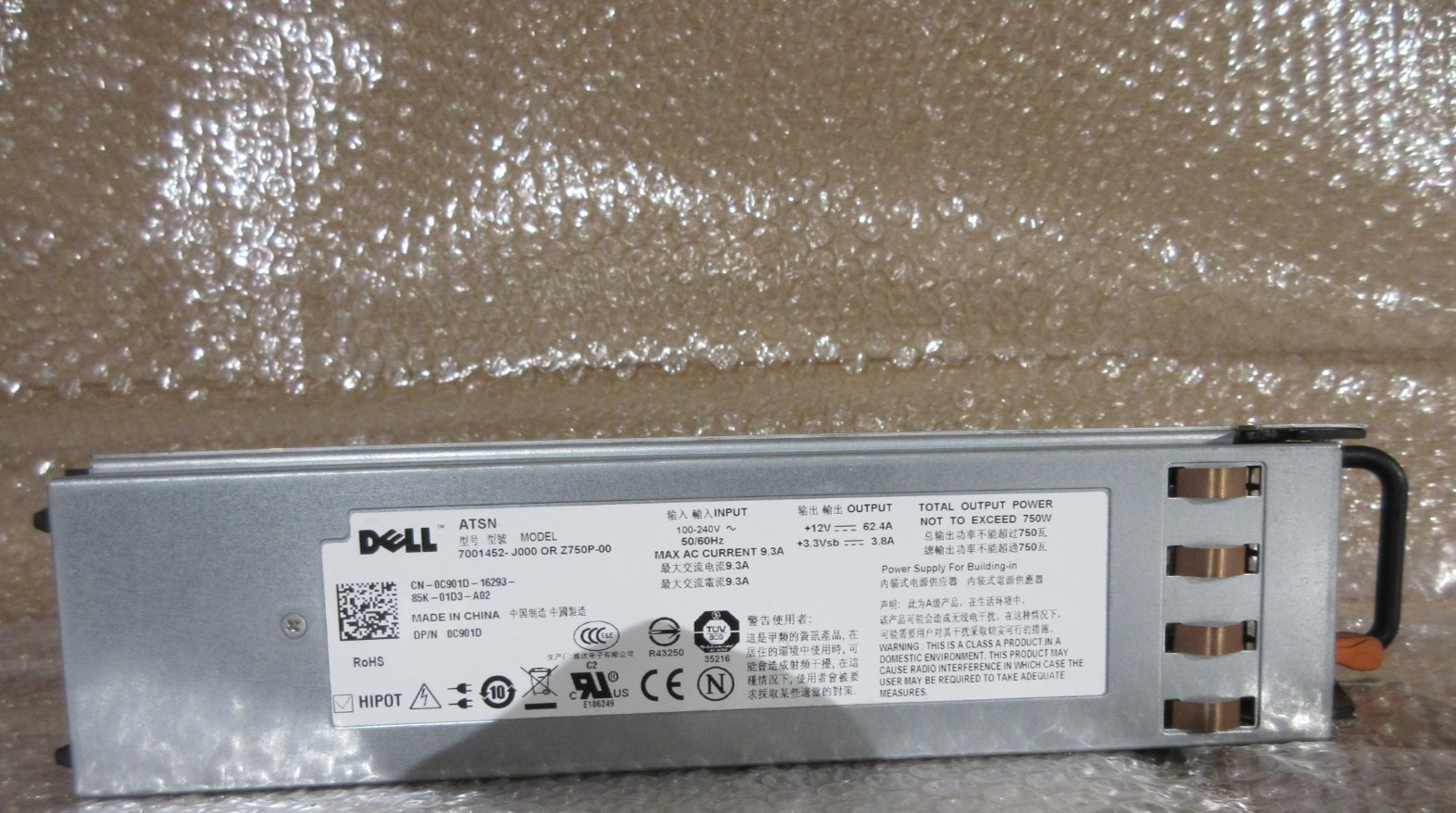 DELL 7001452-J000 Z750P-00 0C901D 750W Power Supply 12V 62.4A