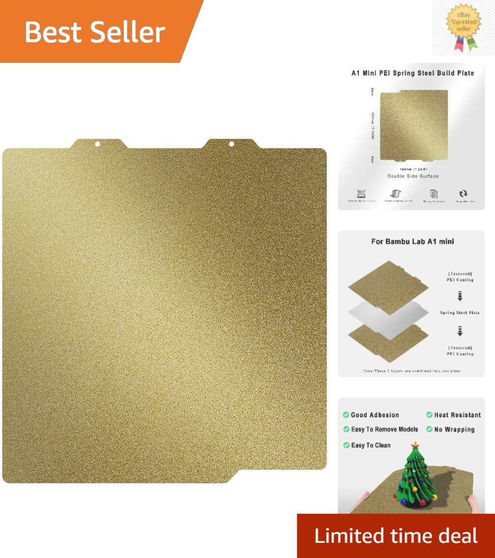 184x184mm Golden PEI Build Plate with Enhanced Adhesion for 3D Printing