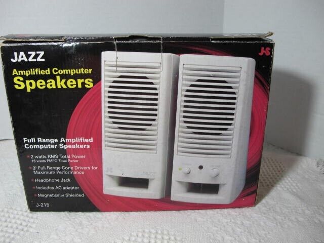 JAZZ Amplified Computer Speakers J-215 White New Open Box