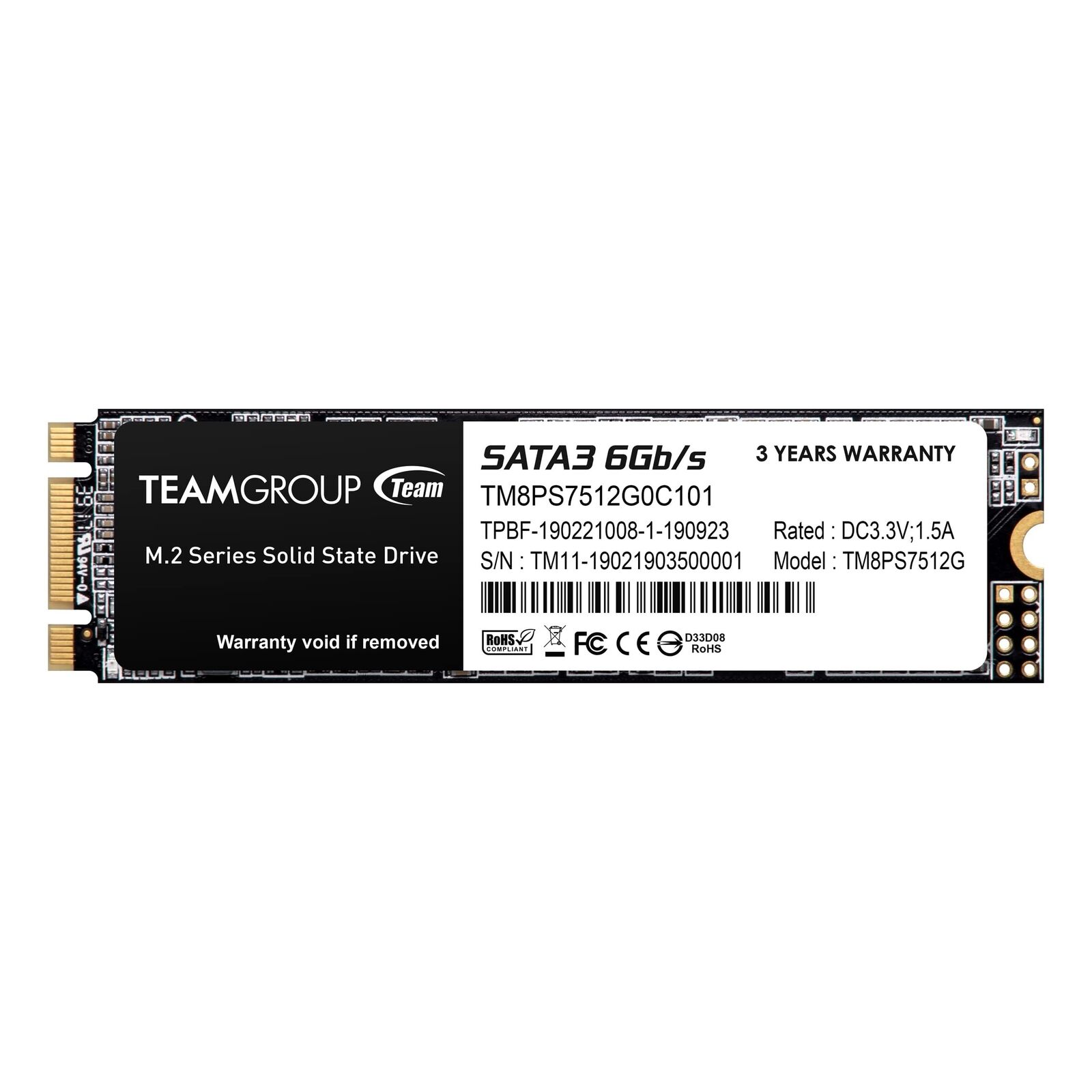 TEAMGROUP MS30 512GB with SLC Cache 3D NAND TLC M.2 2280 SATA III 6Gb/s Inter...