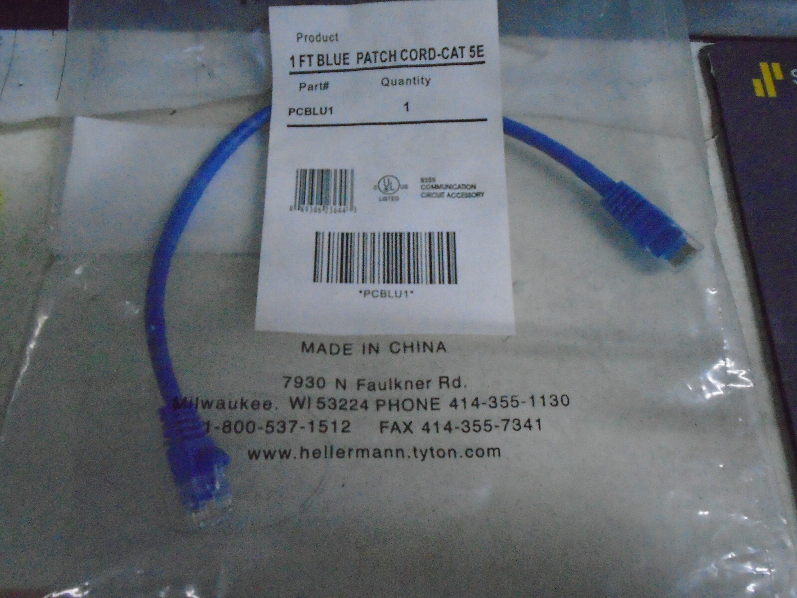 Hellermann Tyton (1) PCBLu1 1Ft Blue Patch Cords CAT 5E New x5