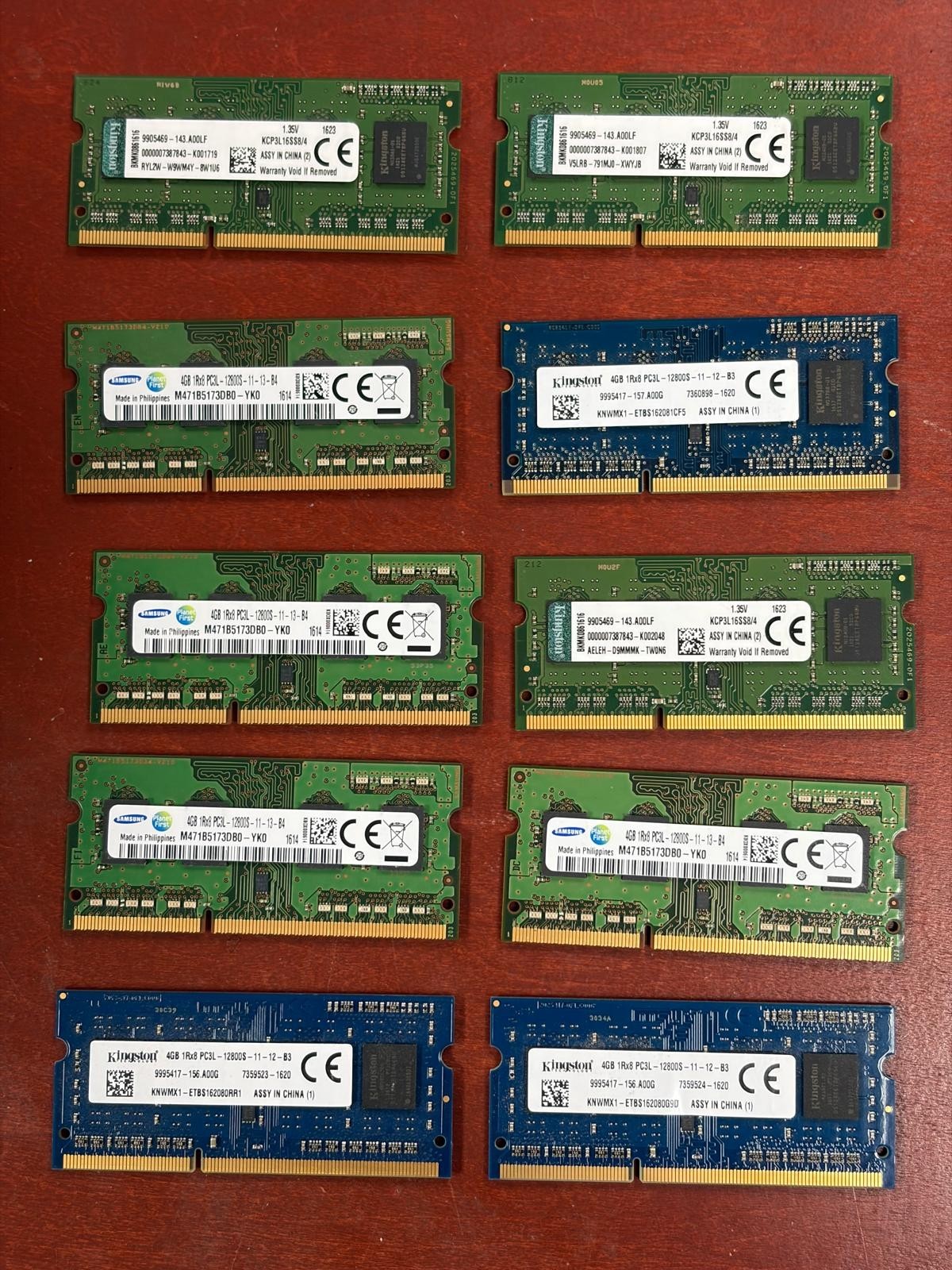 LOT of 10  DDR3L 4GB Laptop Ram Memory Major Mixed Brands