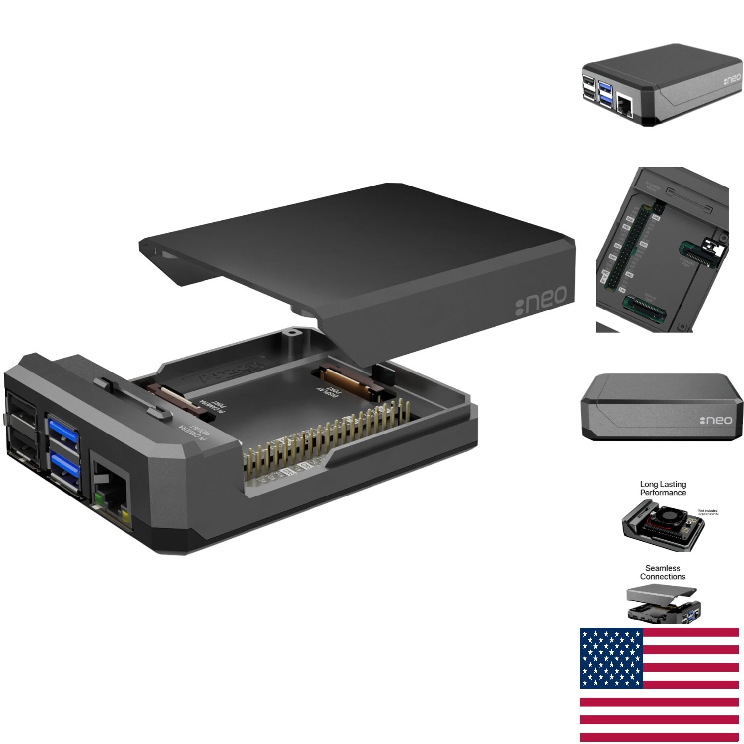 Elegant Aluminum Raspberry Pi 4 Case - Passive Cooling & Instant GPIO Access