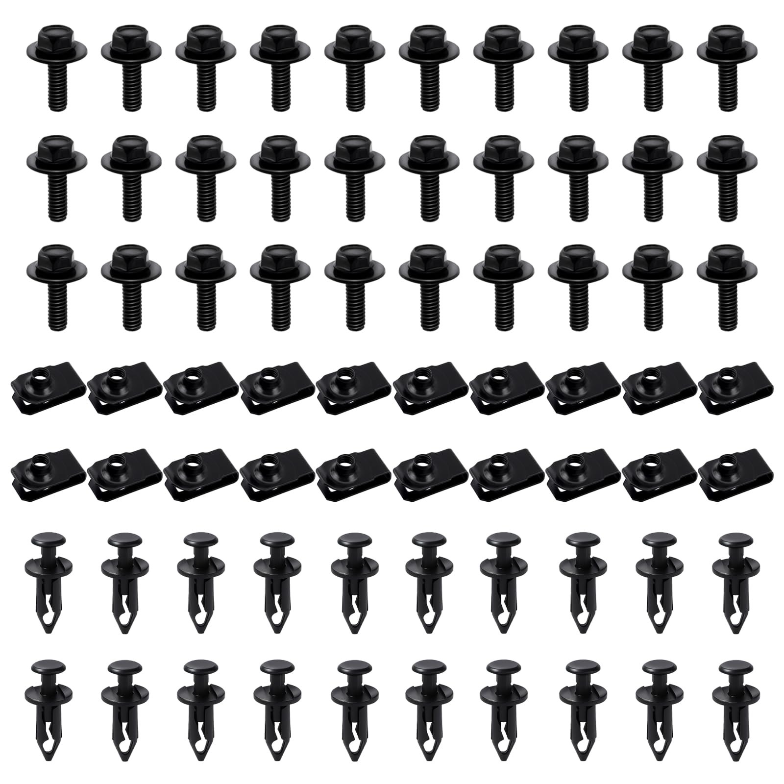 70Pcs Engine Under Cover Splash Shield Guard Body Bolts & Extruded U-Nut Clip...