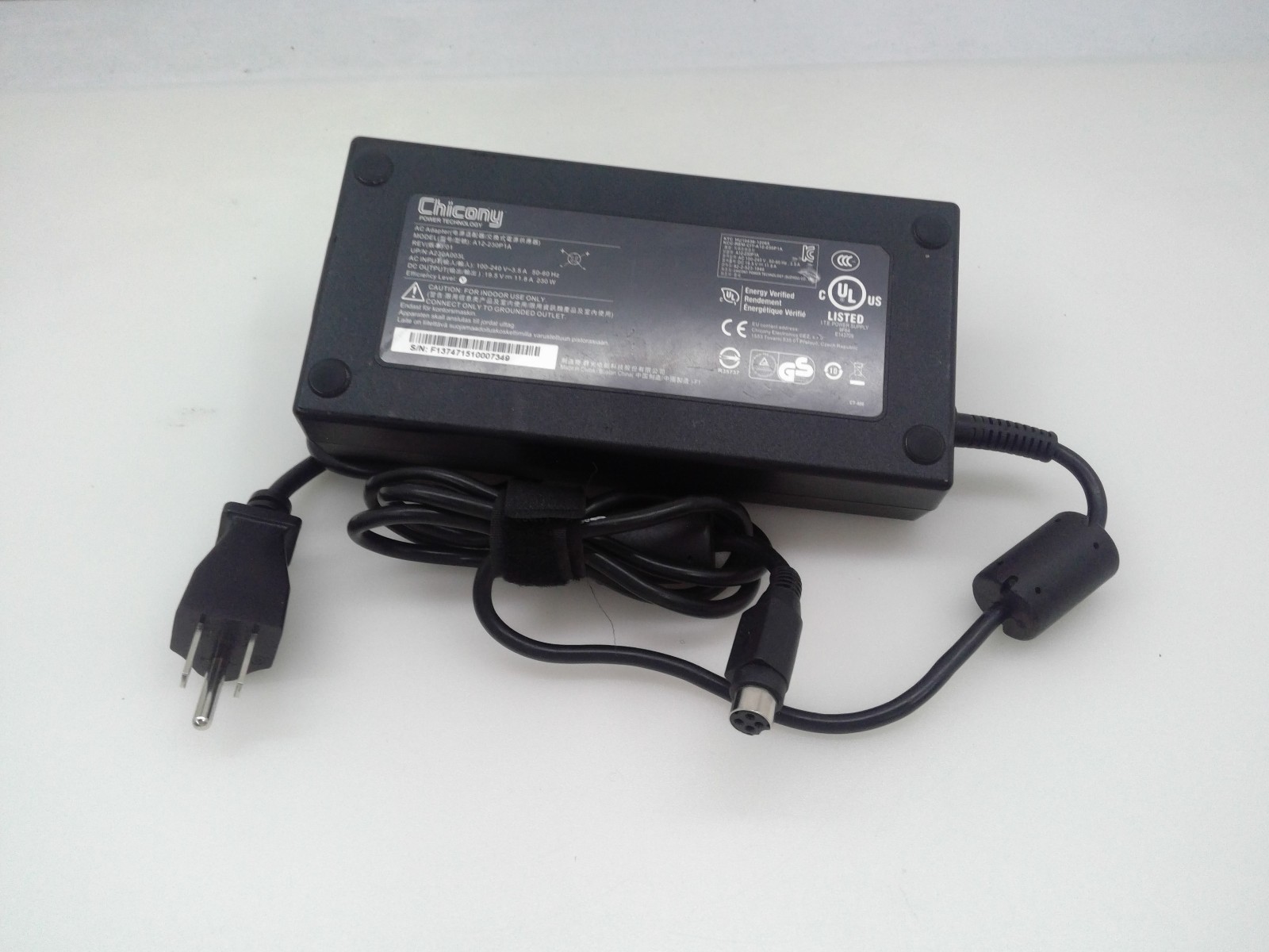 Genuine  Chicony AC Adapter A12-230P1A 19.5V 11.8A 230W 4-Pin Laptop Charger
