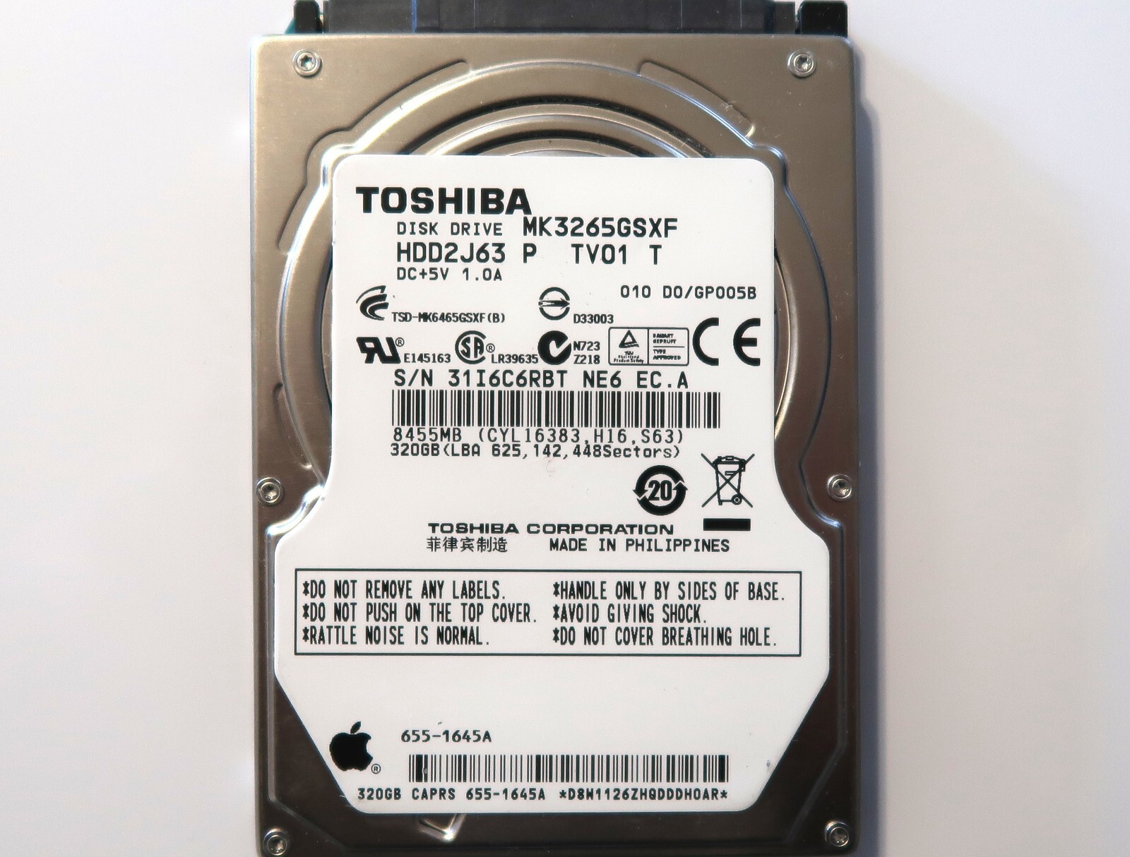 Toshiba MK3265GSXF HDD2J63 P TV01 T 010 D0/GP005B 2.5" 320gb Sata Philippines
