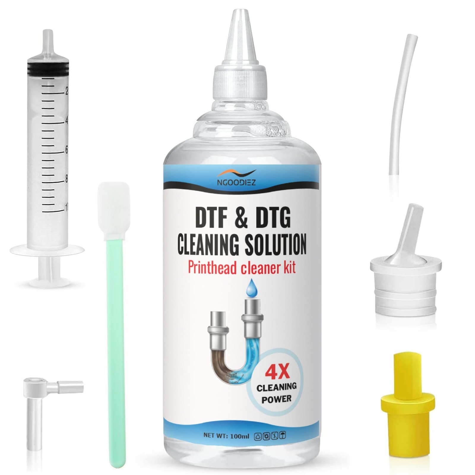 DTF Cleaning Solution Kit for Epson Printers, 100mL, Dissolves White Ink Clogs