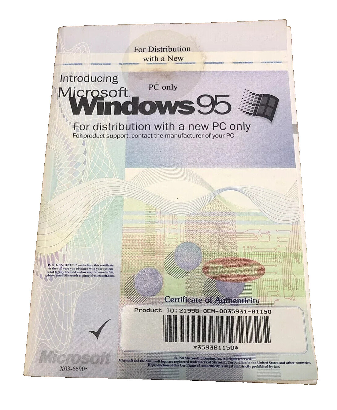 Windows 95/COMPAQ Instruction guide w COA&Key-NO CD