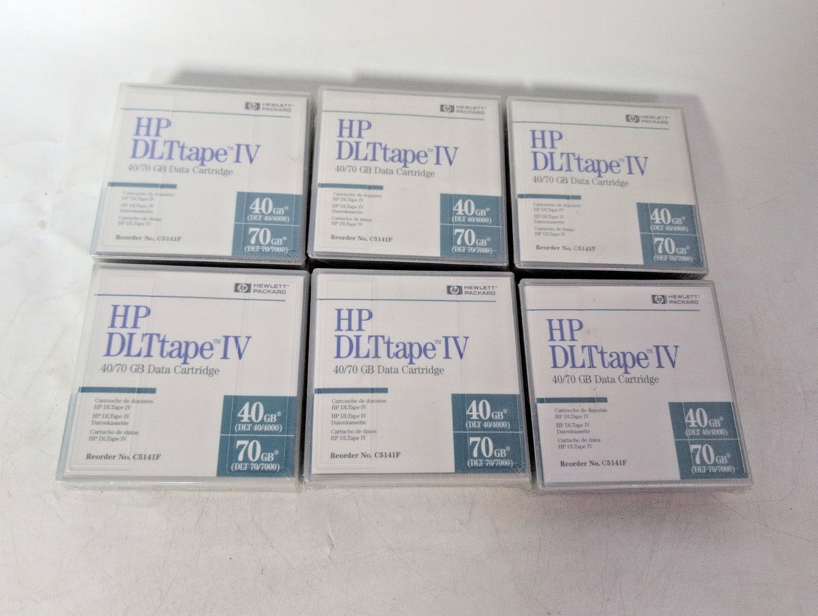 LOT OF 6 HP DLTtape IV 40/70 GB Data Cartridge C5141F