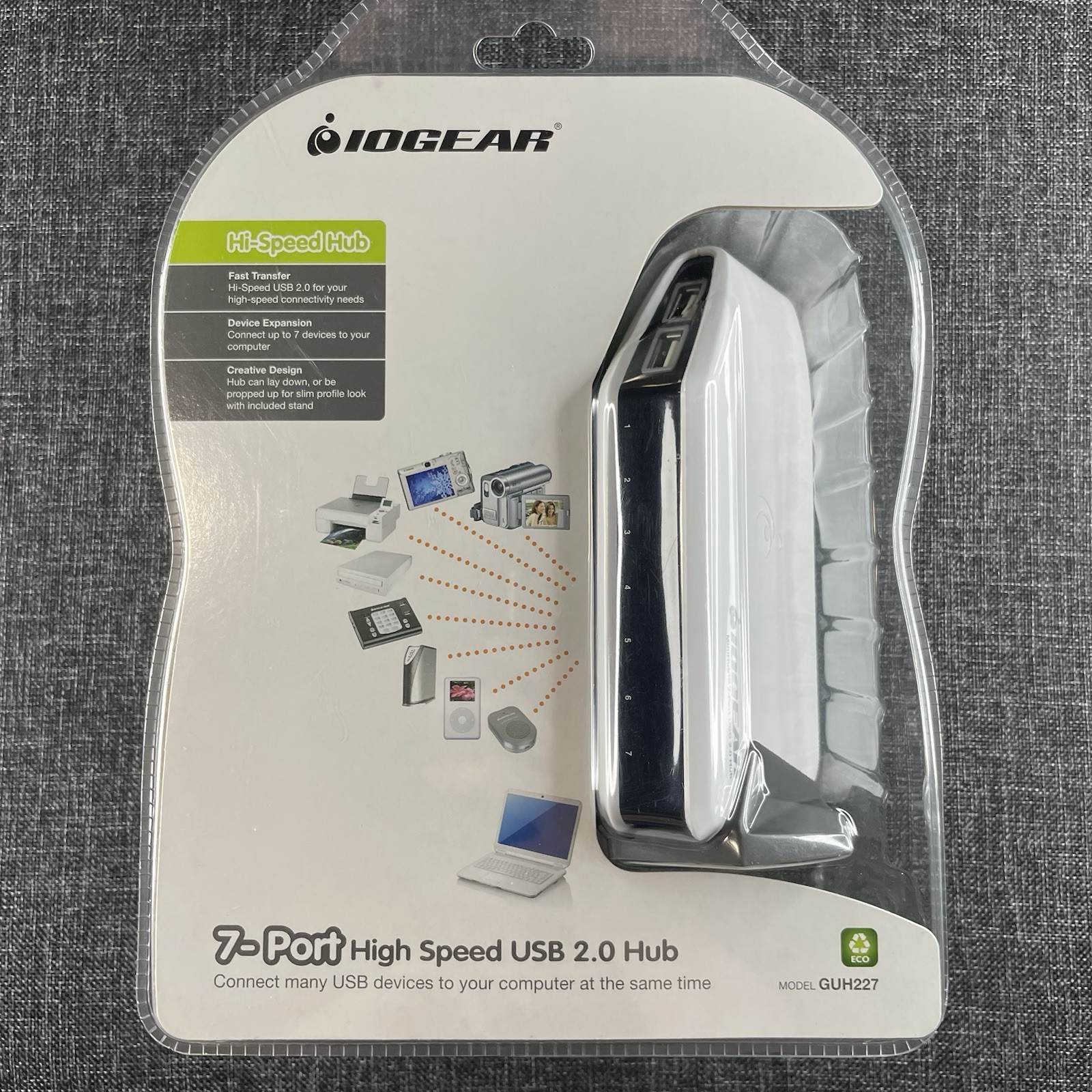IOGEAR GUH227 7-Port USB 2.0 Hub ⭐️New Sealed w/ Power Adapter & Cable