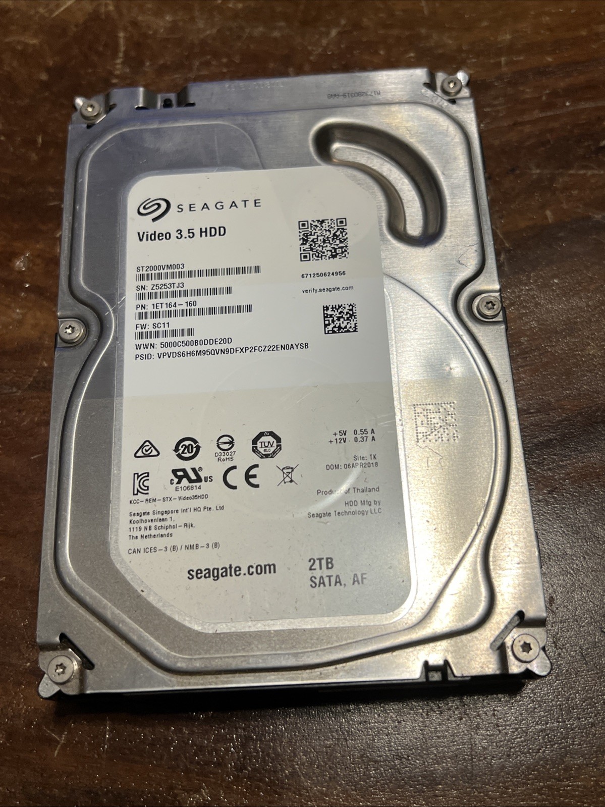 Seagate Video 3.5 HDD 2000GB  ST2000VM003 Hard Drive 2TB SATA, AF Parts