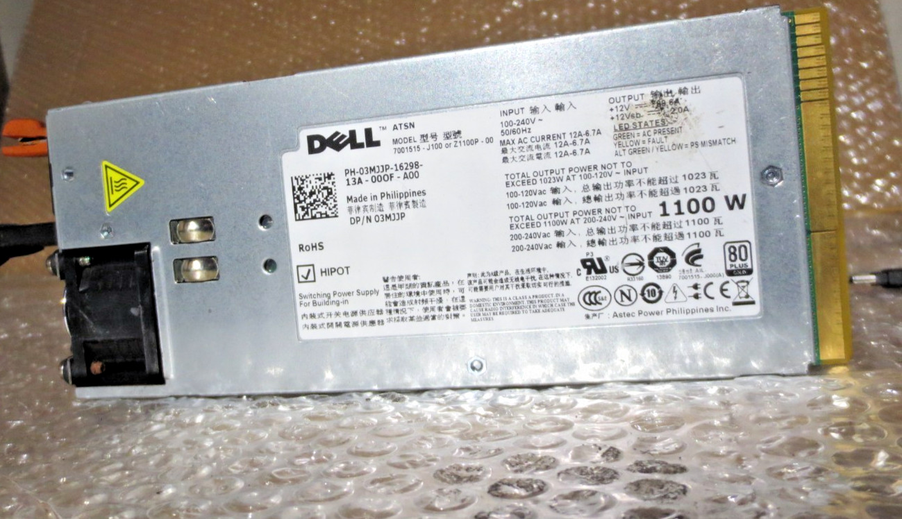 GVHPX Dell PowerEdge R510 R710 T710 R810 R910 1100 Watt Power Supply 1100w 03mjj