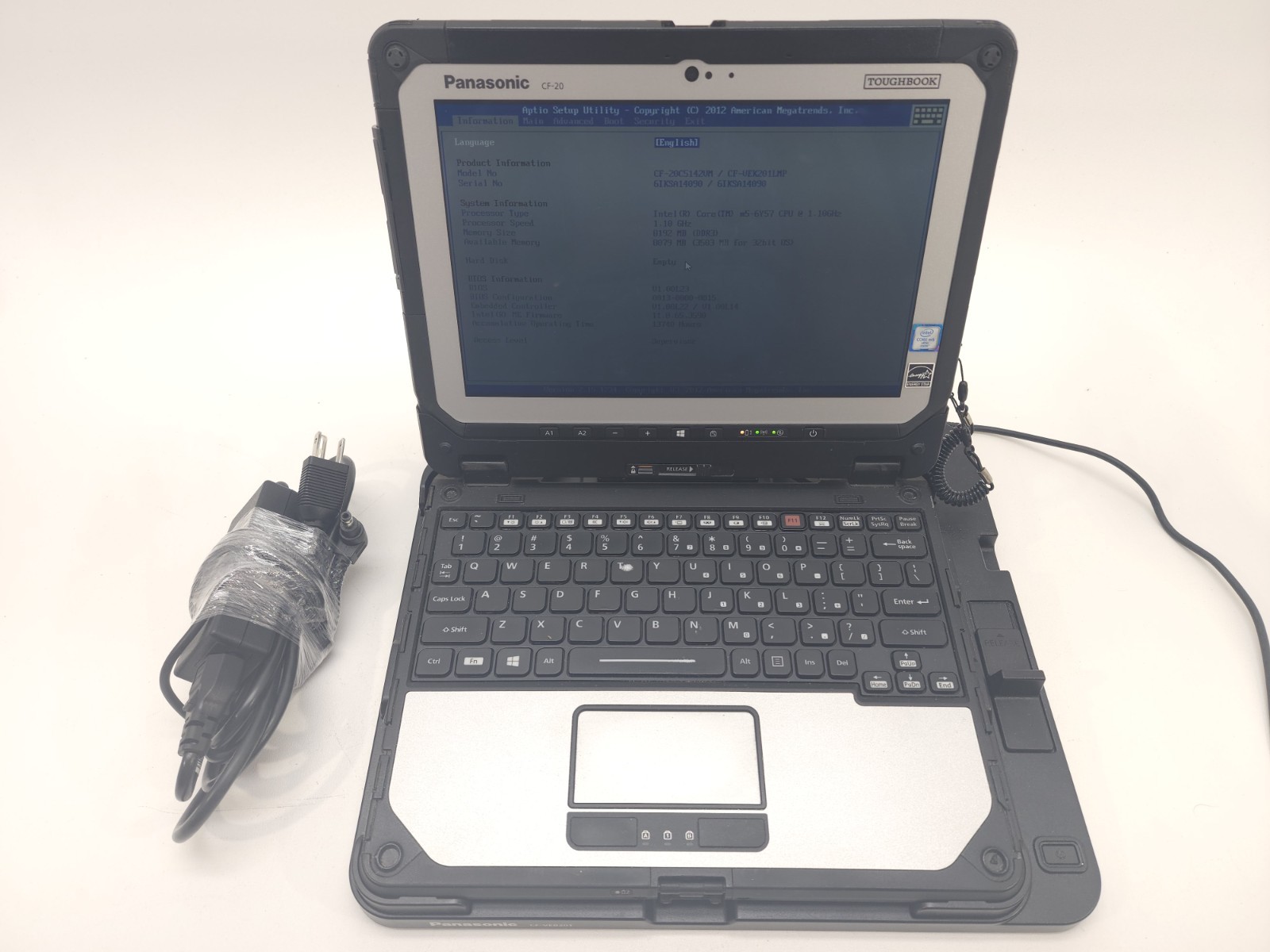 Panasonic Toughbook CF-20 10.1" Touchscreen Core m5-6Y57 8GB RAM No Hdd