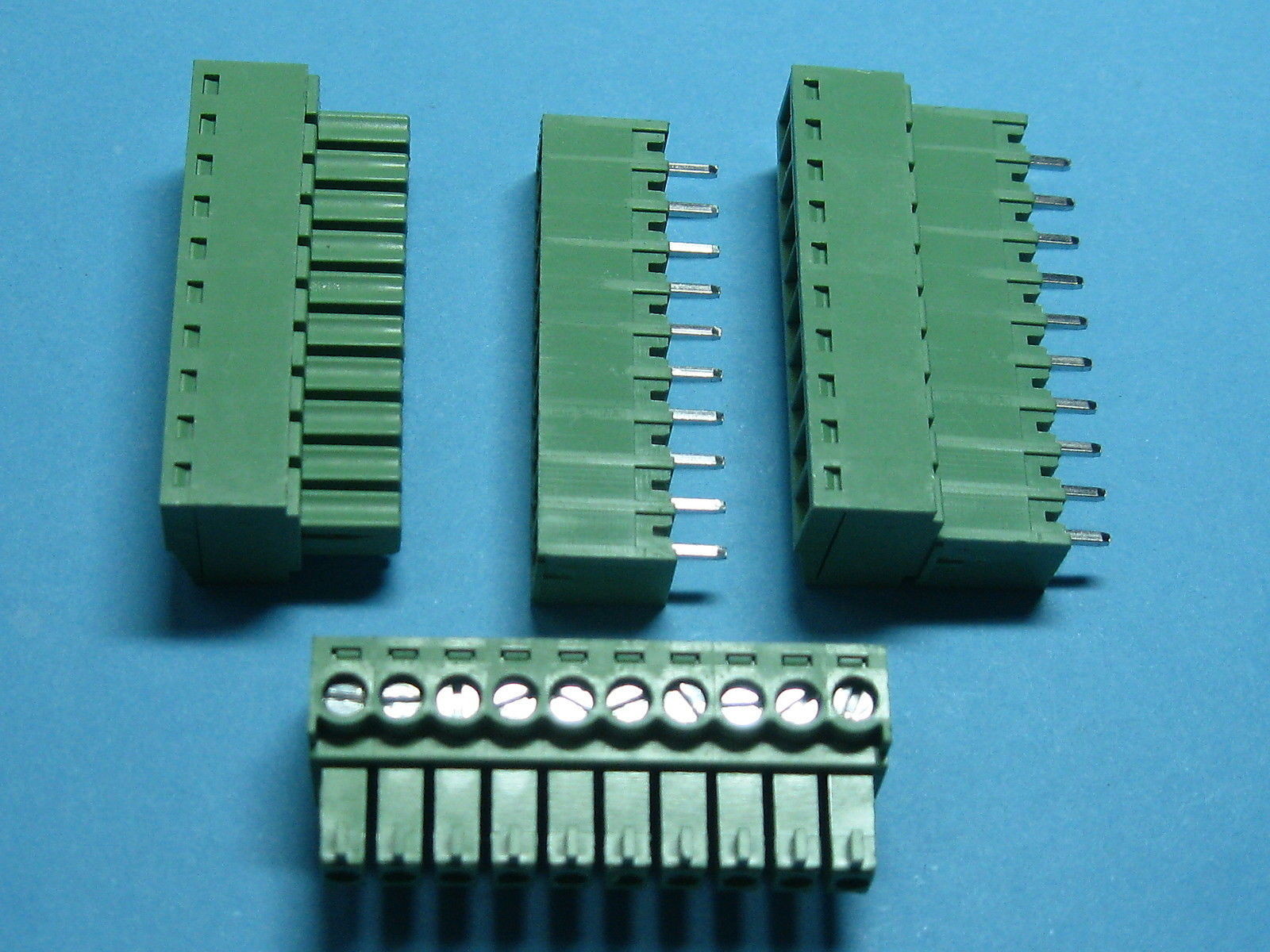 50 pcs Pitch 3.5mm 10 way/pin Screw Terminal Block Connector Green Plugable Type