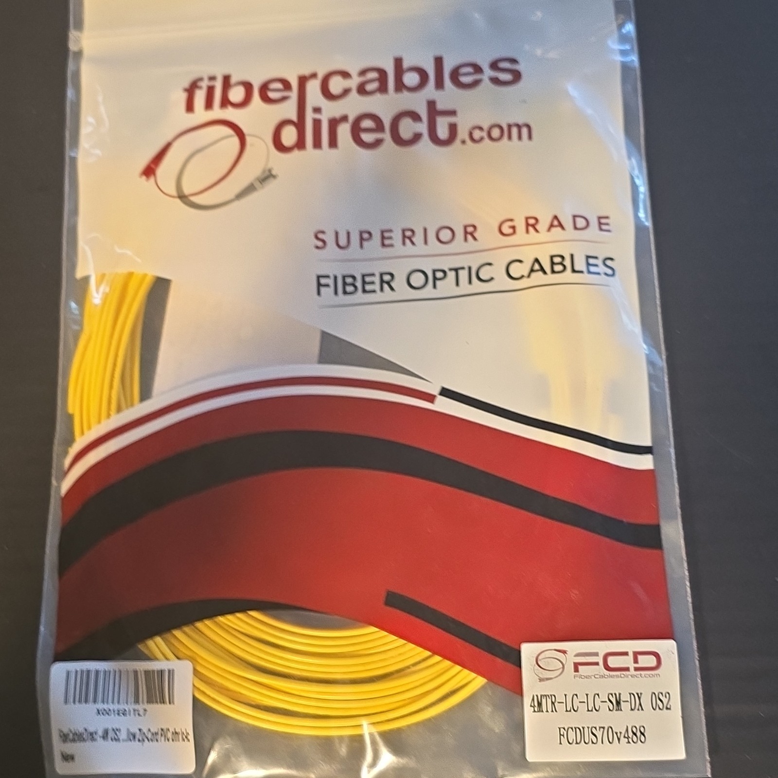 FiberCablesDirect LC-LC Duplex Single-Mode OS2 Fiber Optic Cable 4 MTR Yellow