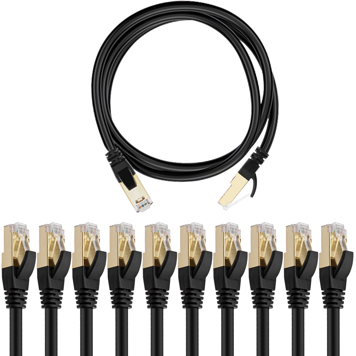 Professional Cat 8 Ethernet Cable, 3ft 10-Pack Flexible LAN Patch Cord, 26AWG