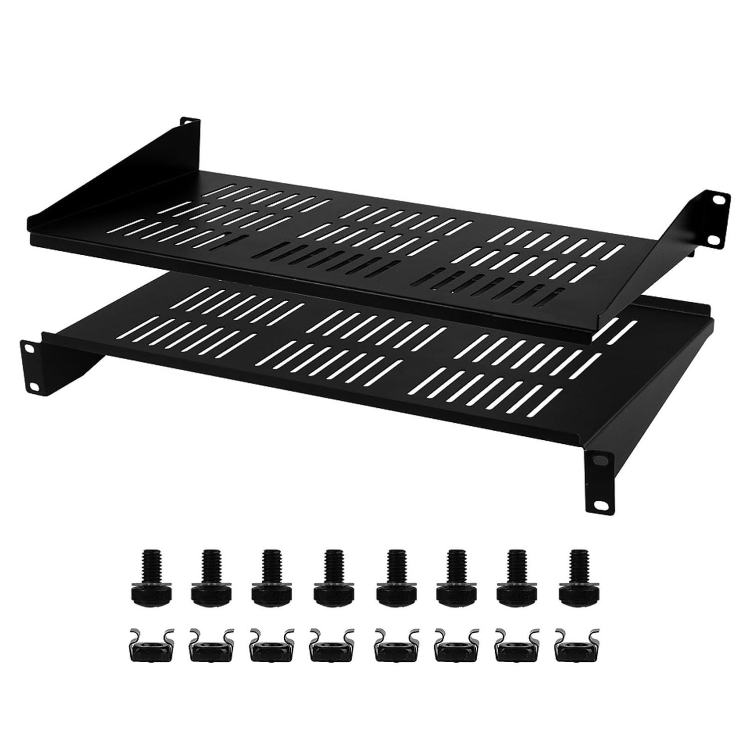 2 PCS 19 Inch 1U Server Rack Shelf Universal Vented Network Mount Cantilever