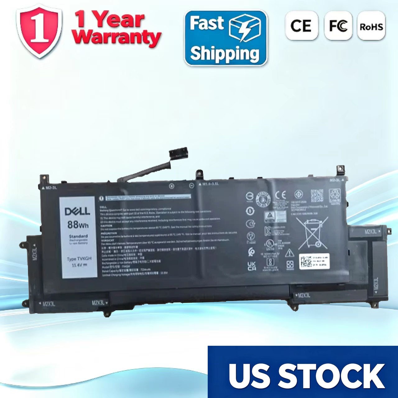NEW GENUINE FOR DELL LATITUDE 9510 2-in-1 LAPTOP 6CELL 88WHR BATTERY  TVKGH