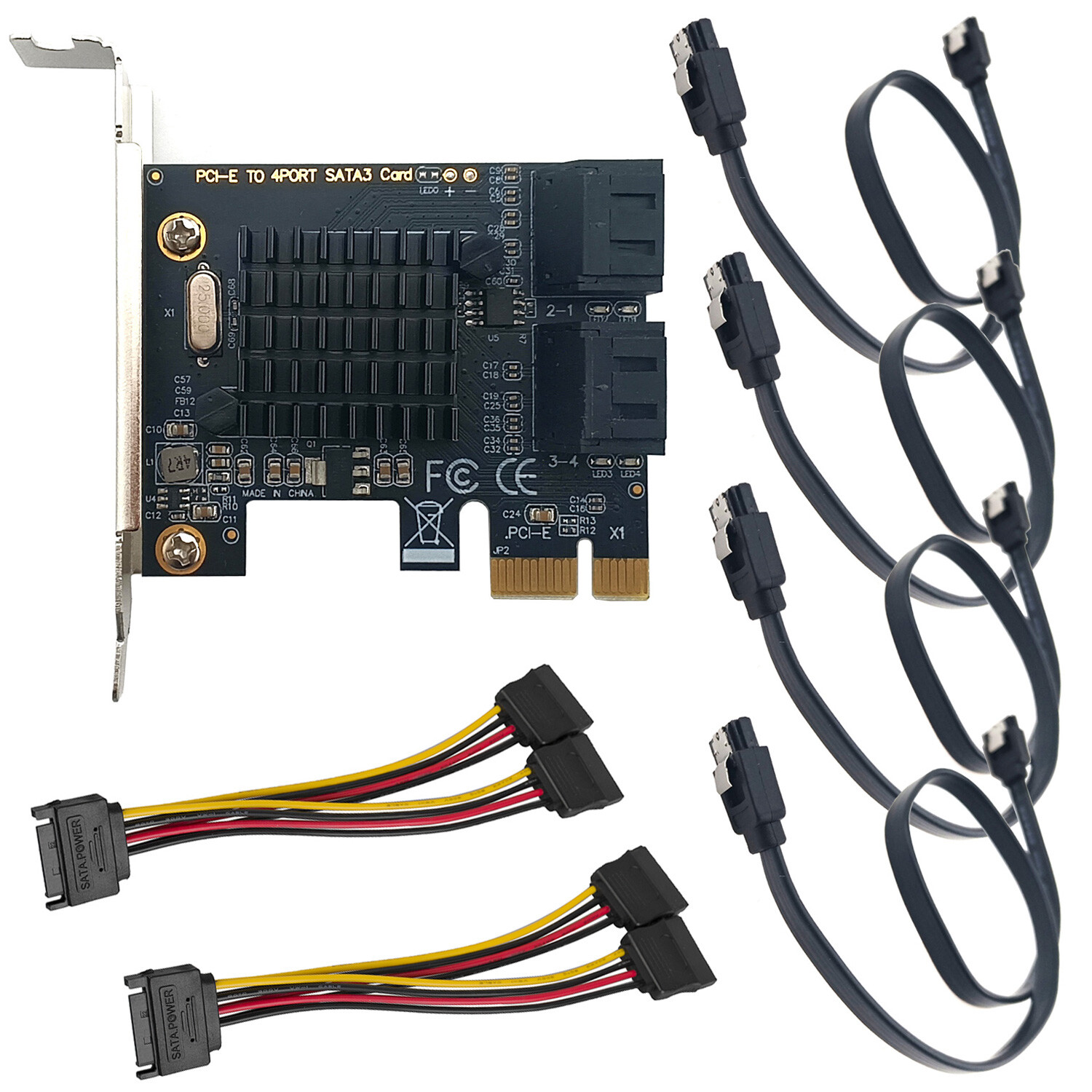 PCIe to SATA 3.0 4 Port Controller Card SFF Mini PC NAS Hard Drive Expansion