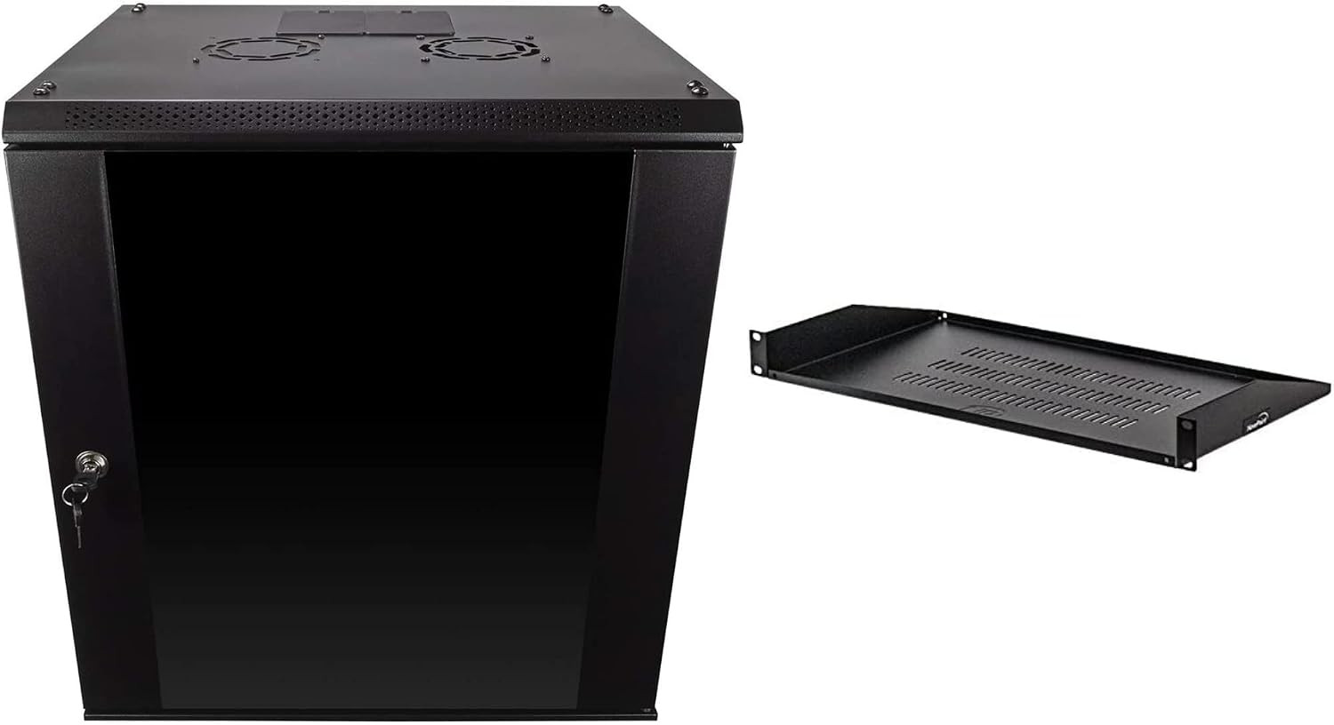12U Wall Mount Cabinet + 1U Cantilever Shelf