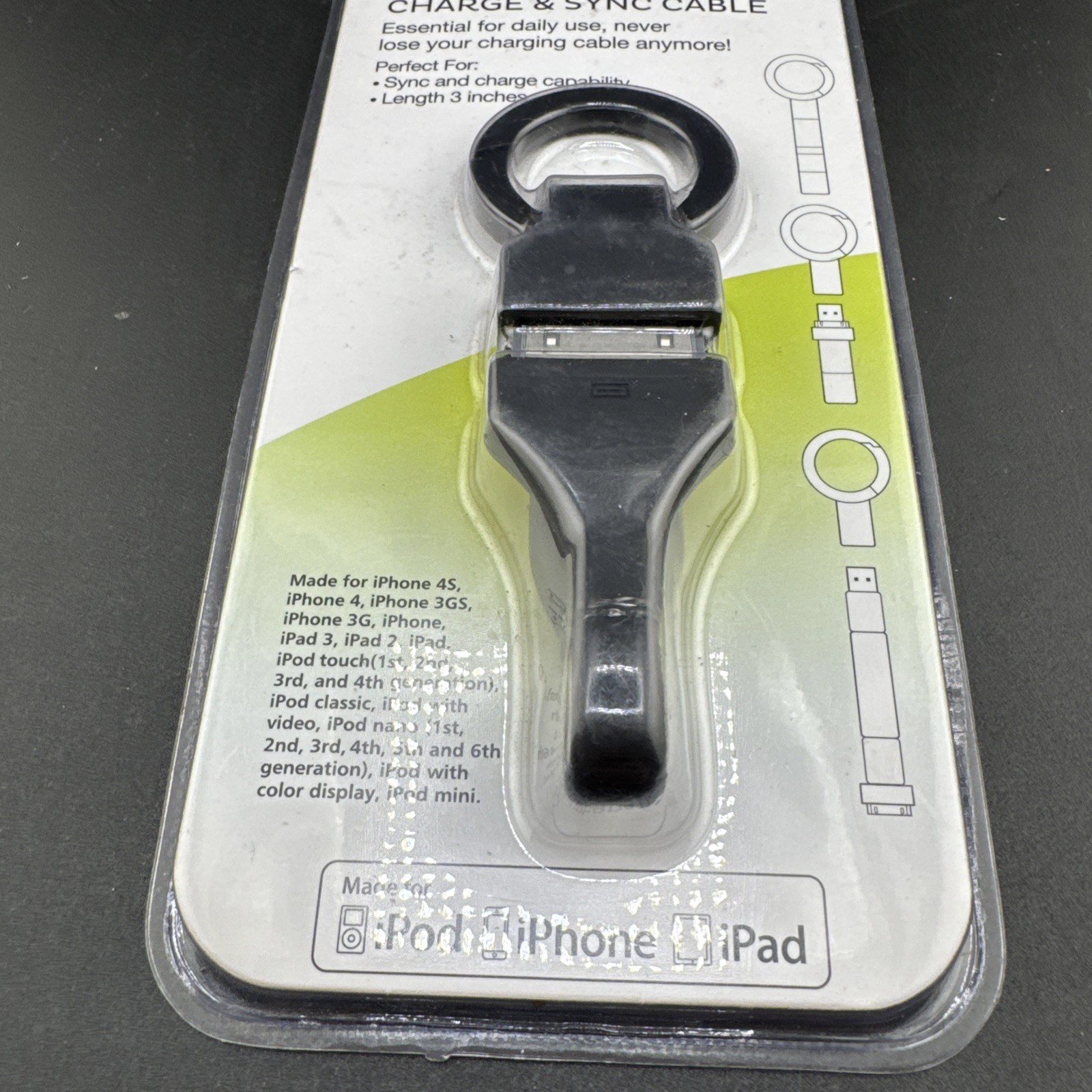 POWER XCEL 30 PIN KEYCHAIN CHARGE / SYNC CABLE for iPod, iPhone, iPad 📦