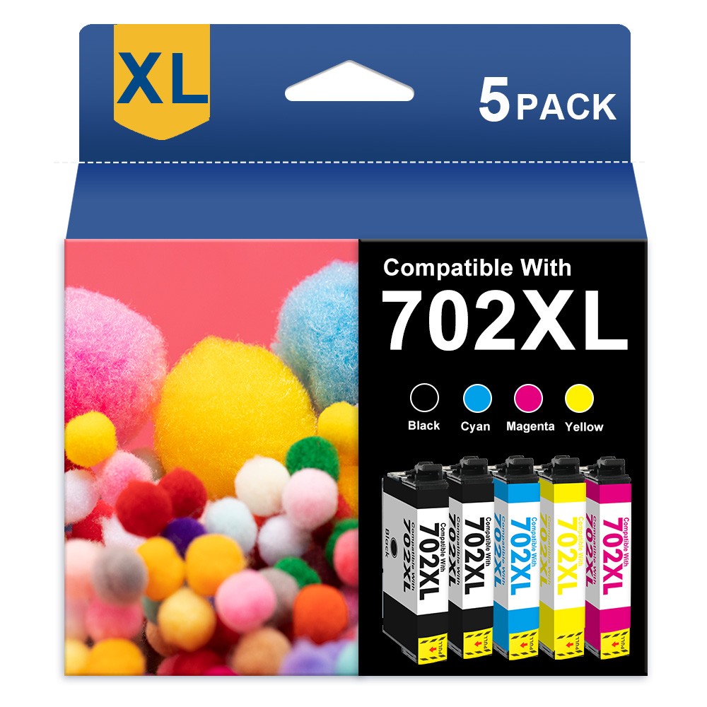 Compatible With 702XL Ink Cartridge for Epsn. WorkForce WF-3720 WF-3730 WF-3725
