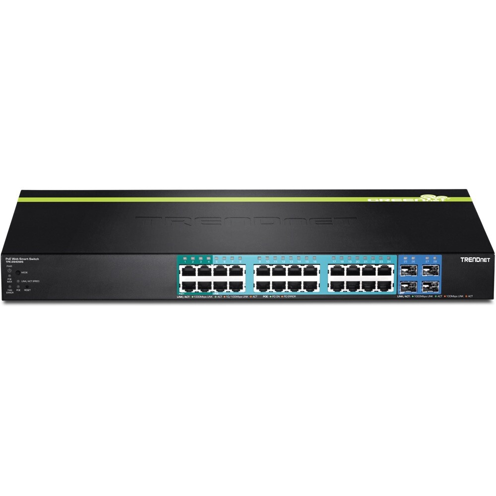 TRENDnet TPE-2840WS 24-port Gigabit Web Smart PoE Switch plus 4 SFP slots