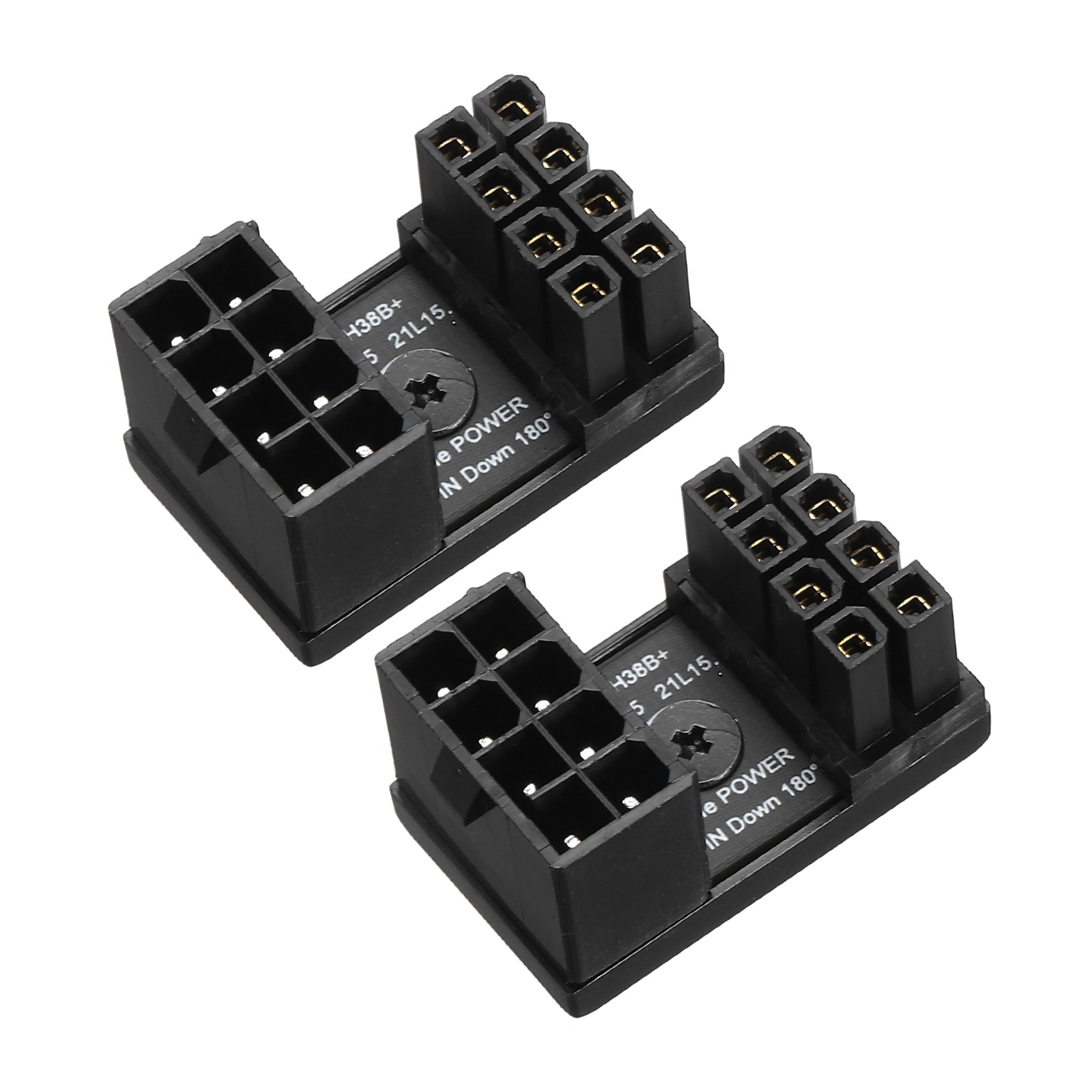 2 Pcs 8 Pin Female to 8 Pin Male 180 Degree Adapter Connector Reverse, Black