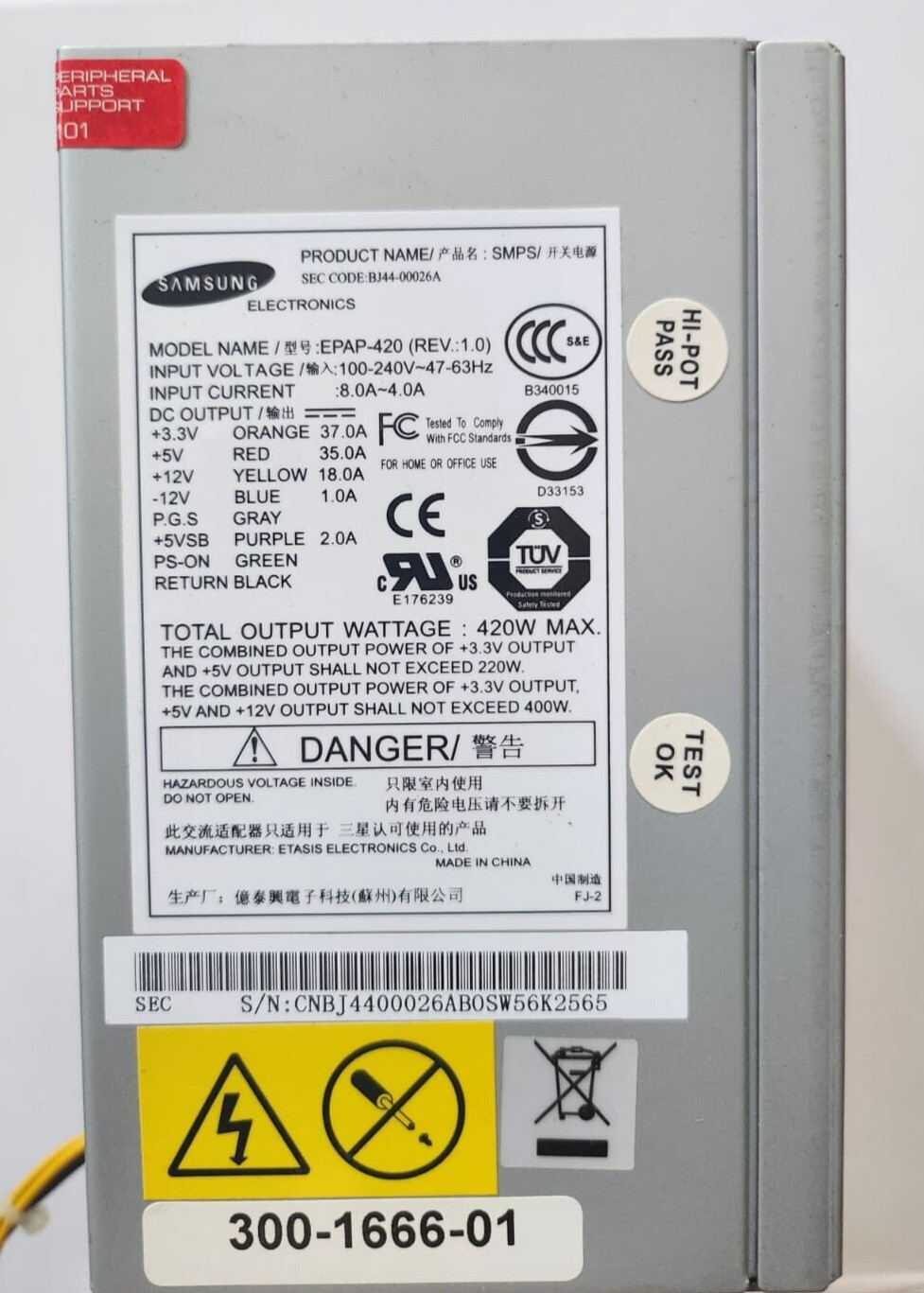 SUN MICROSYSTEMS SUN BLADE 1500 300-1666 Samsung EPAP-420 420 Watt Power Supply