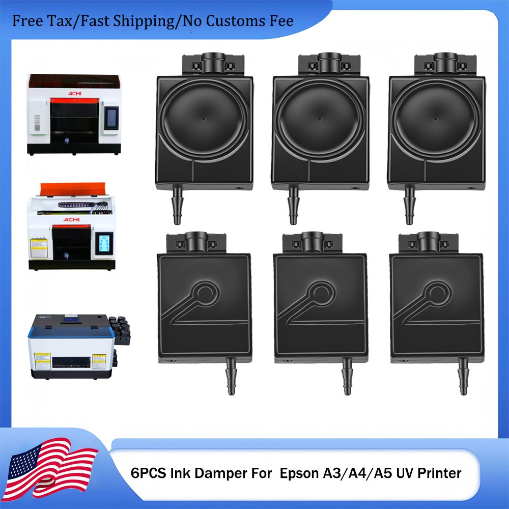 ACHI 6pcs A3 UV printer Black Ink Dampers for EPSON R1390 L800 DX5 UV Printer