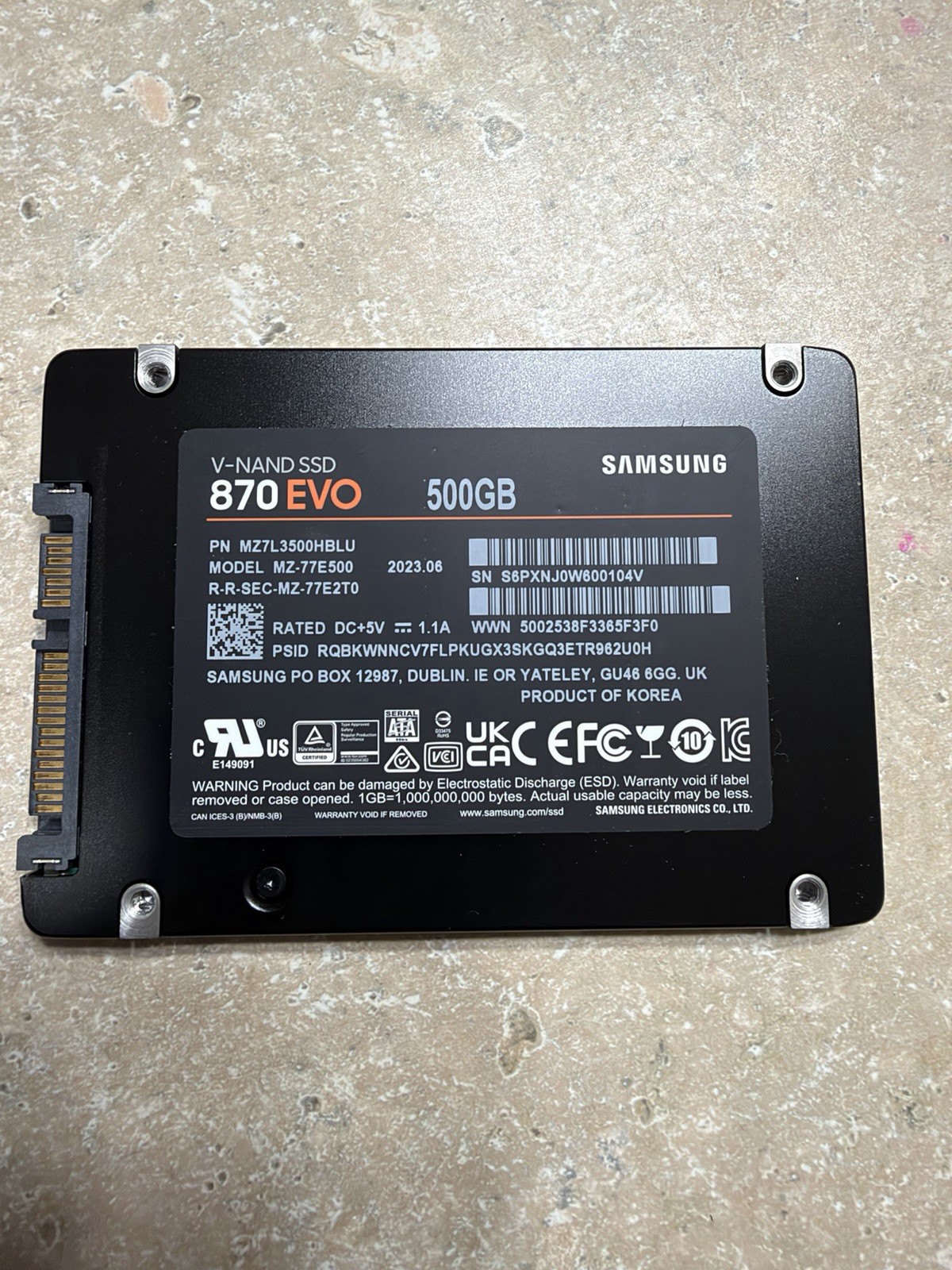 Samsung 870 EVO 500GB 2.5 Inch SSD
