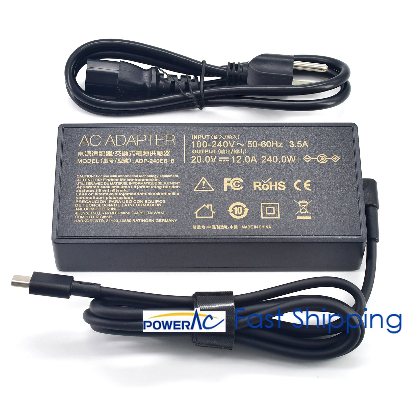 240W Charger Adapter for ASUS ProArt PX13 (HN7306) HN7306WU Rectangle Tip 