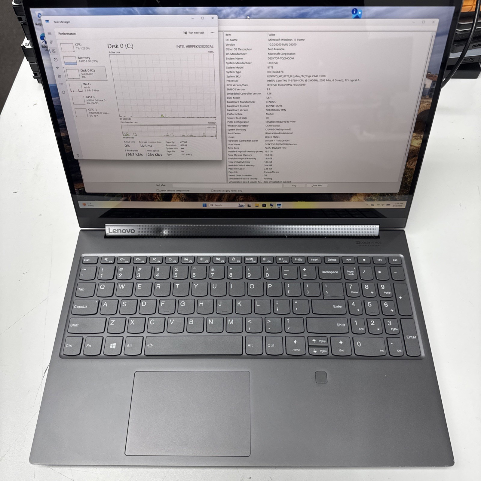 Lenovo Yoga C940-15IRH 15.6" i7-9750H 16GB 512GB GTX 1650 Windows 11 Home