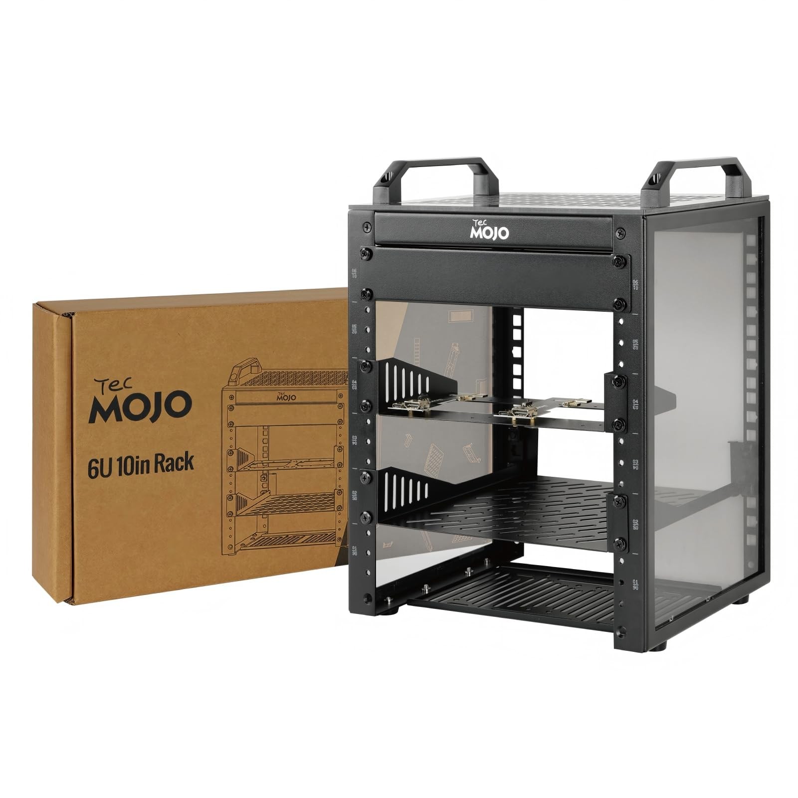 6U Network Rack, 10 inch Mini Server Rack with 2 Side Translucent Panels & 2 ...