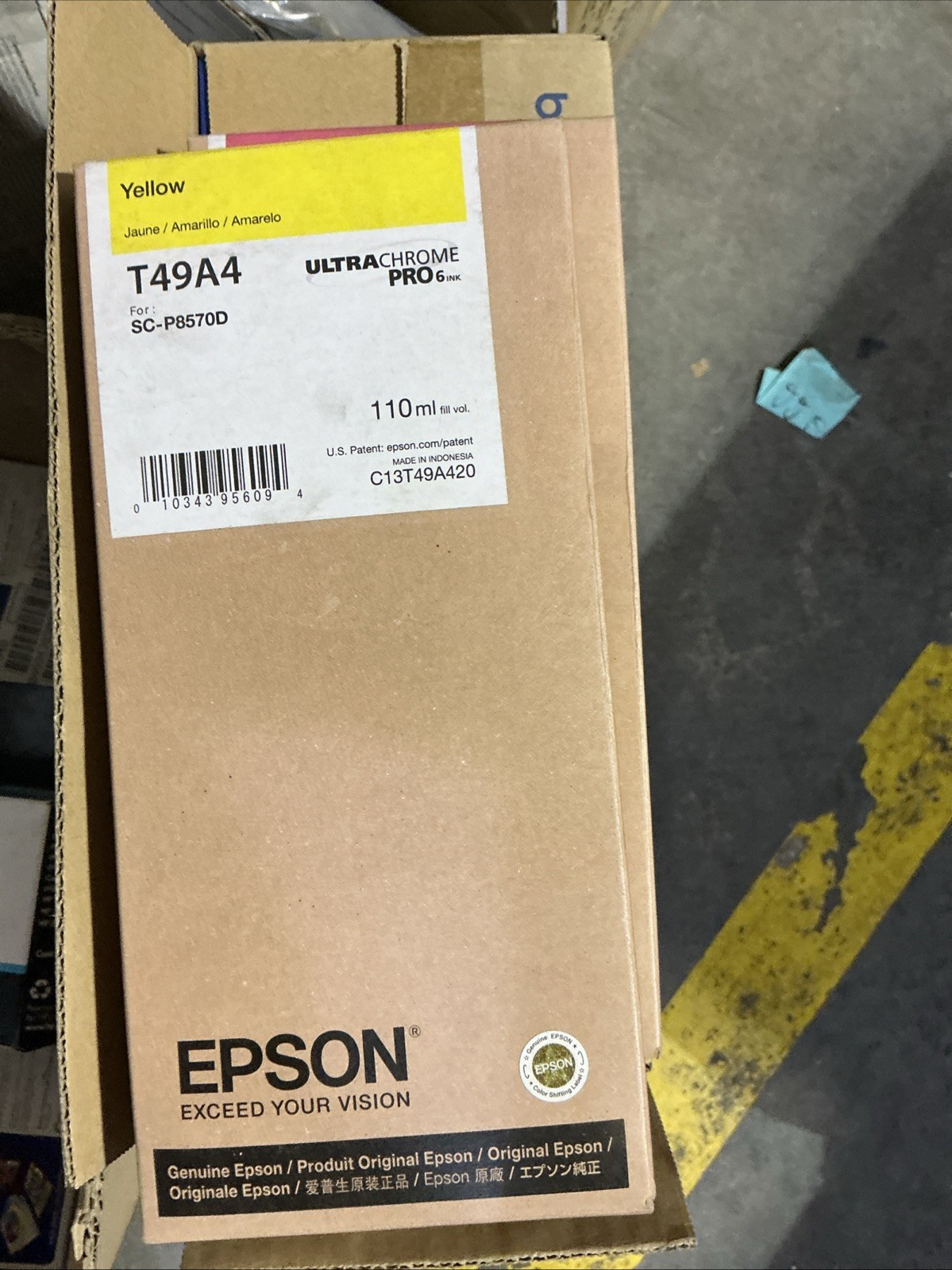 Epson T49A Standard-Capacity 110 mL Yellow Ink Cartridge [T49A420] 09/2024