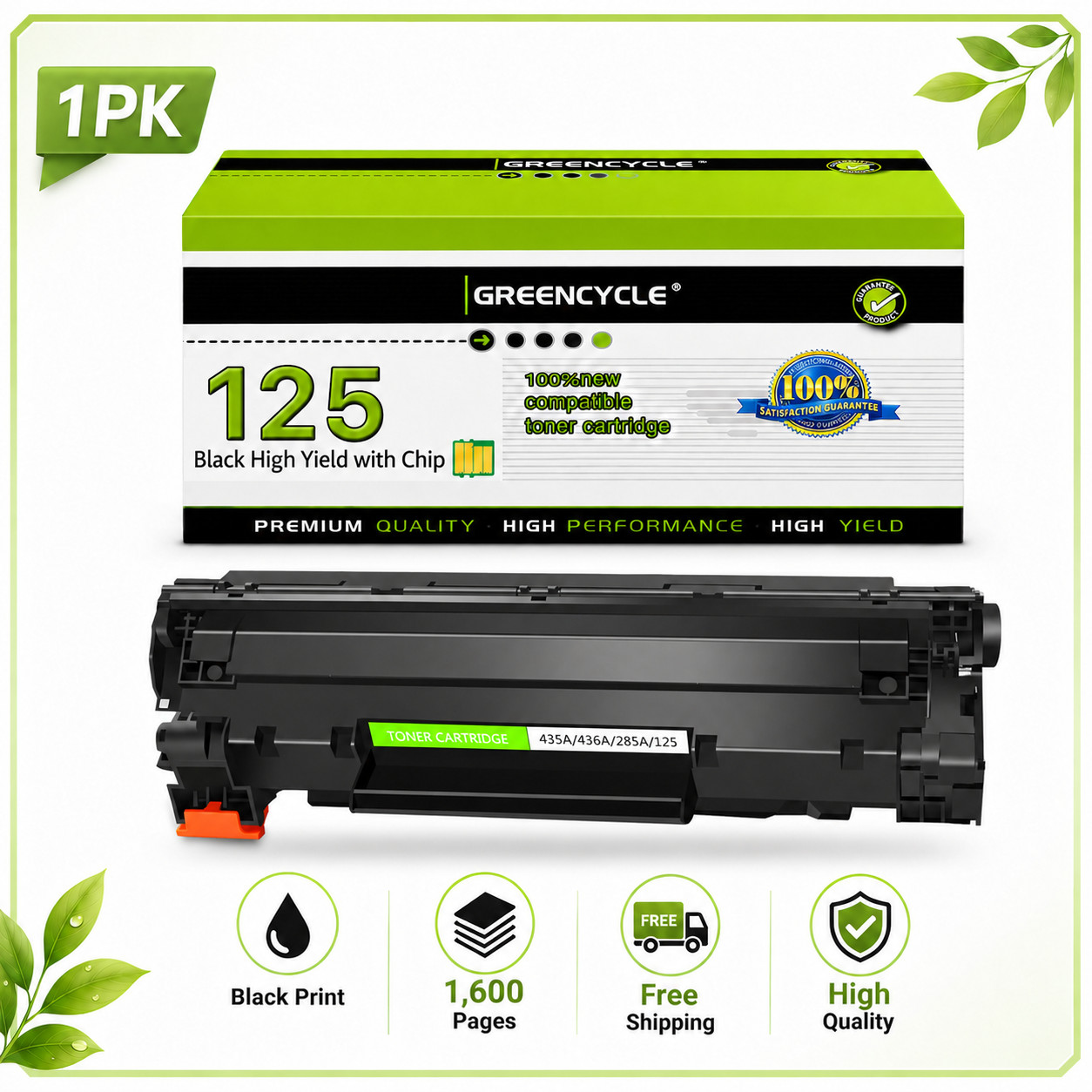 Greencycel CRG125 Toner Cartridge for Canon ImageClass LBP-6000B LBP-6018 6018W