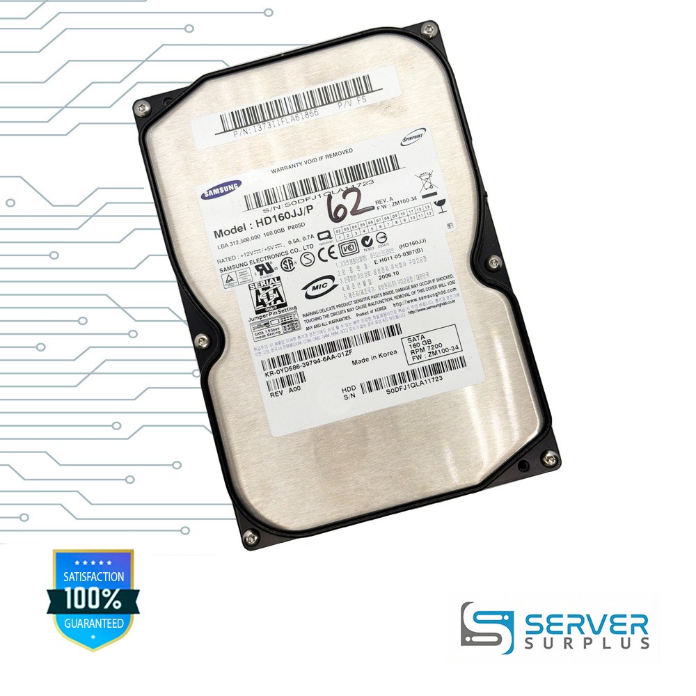 Samsung SpinPoint 160GB SATA 7200 RPM 3.5 in Enterprise HDD | HD160JJ/P
