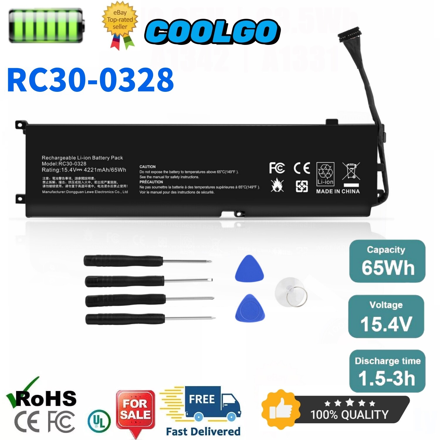 ✅RC30-0328 65Wh Battery For Razer Blade 15 Base 2020 2021 RZ09-0328 RZ09-0369