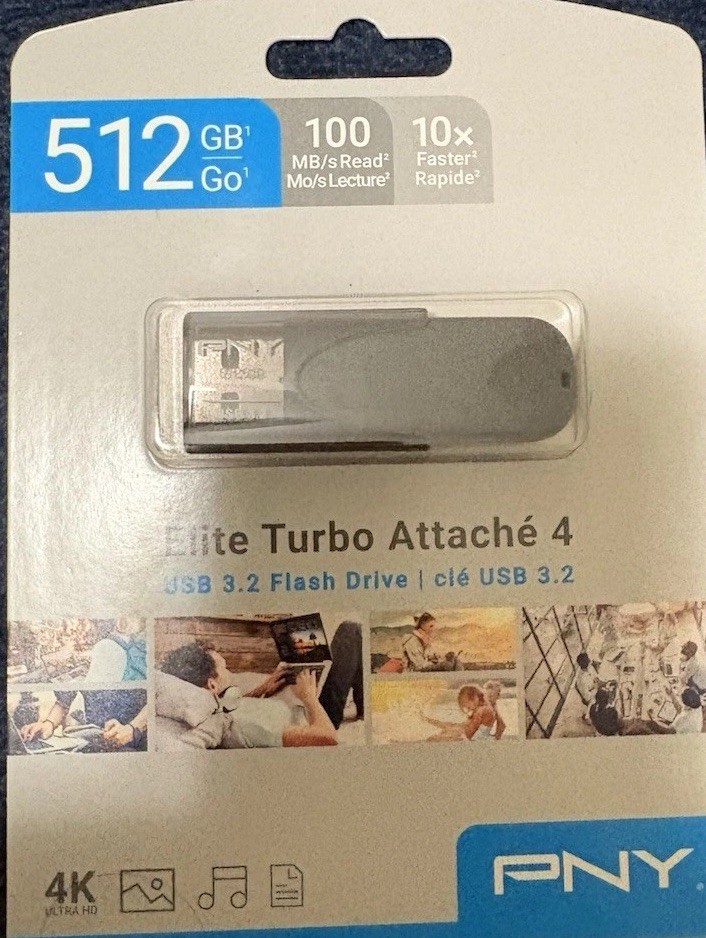 PNY Elite Turbo Attaché 4 512GB USB 3.2 Flash Drive P-FD512TBAT4-GE