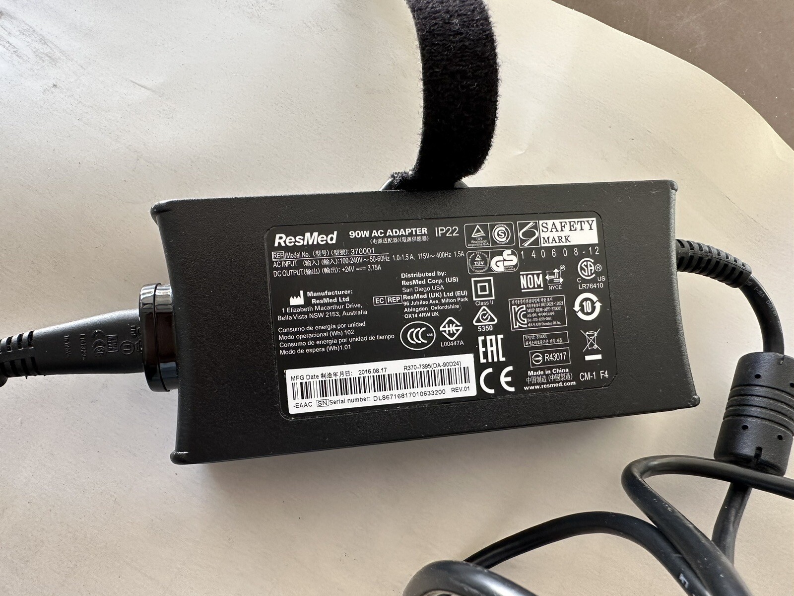 Genuine ResMed AirSense 10 Power Supply AC Adapter Charger 90W 370001 