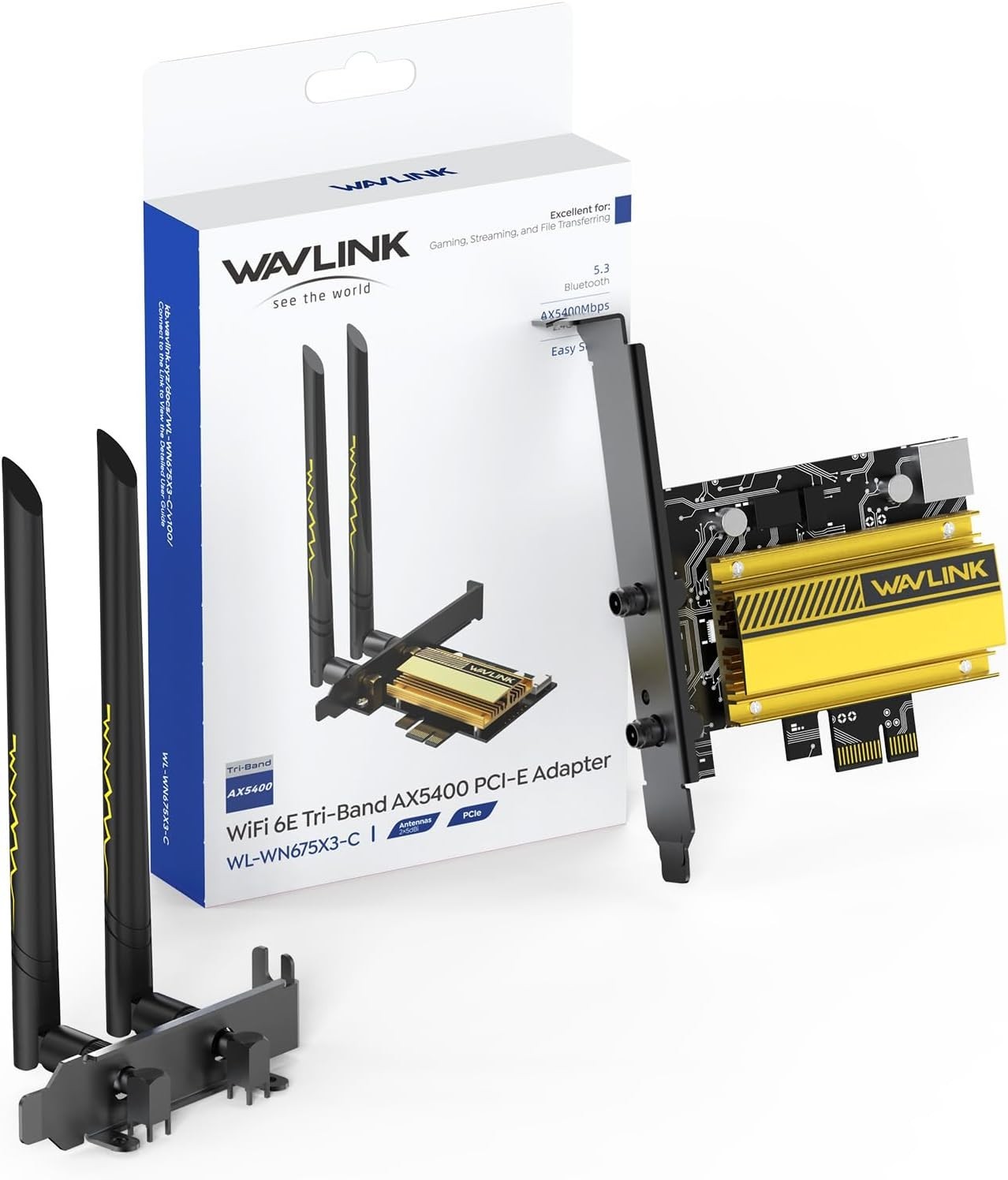 WAVLINK WiFi 6E PCIe AX5400M WiFi Card, 2024 Network Card Tri-Band AX210 T49-19
