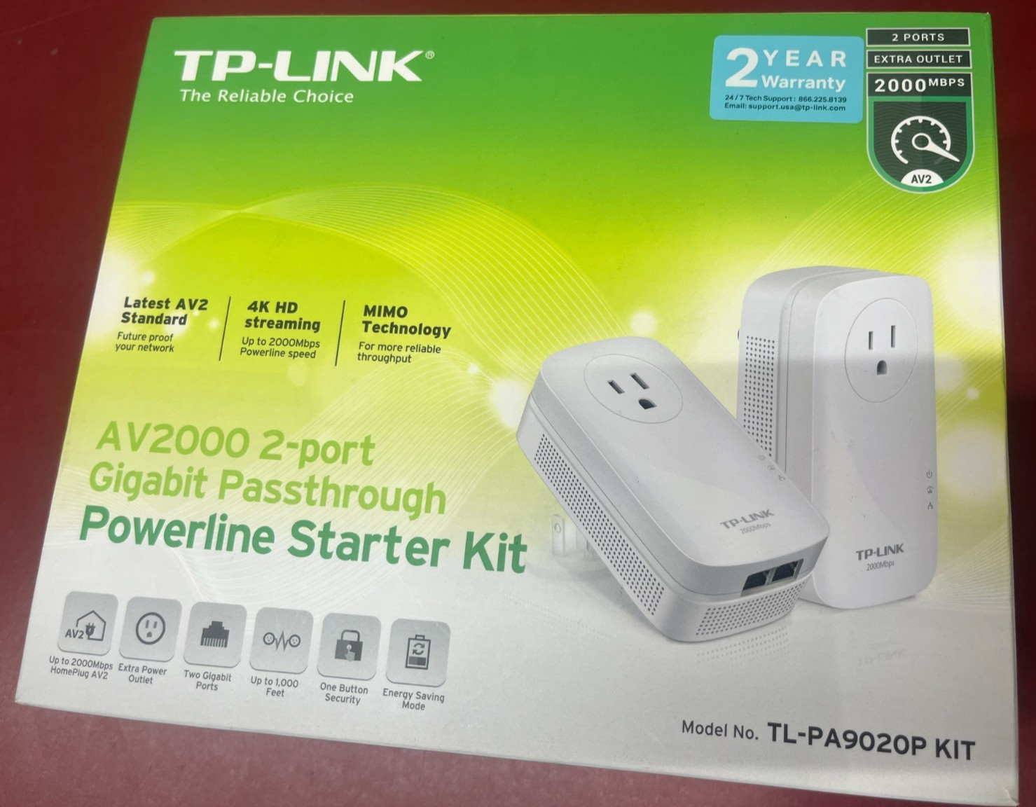 TP-LINK TLPA9020PKIT AV2000 2-Port Gigabit Powerline Starter Kit