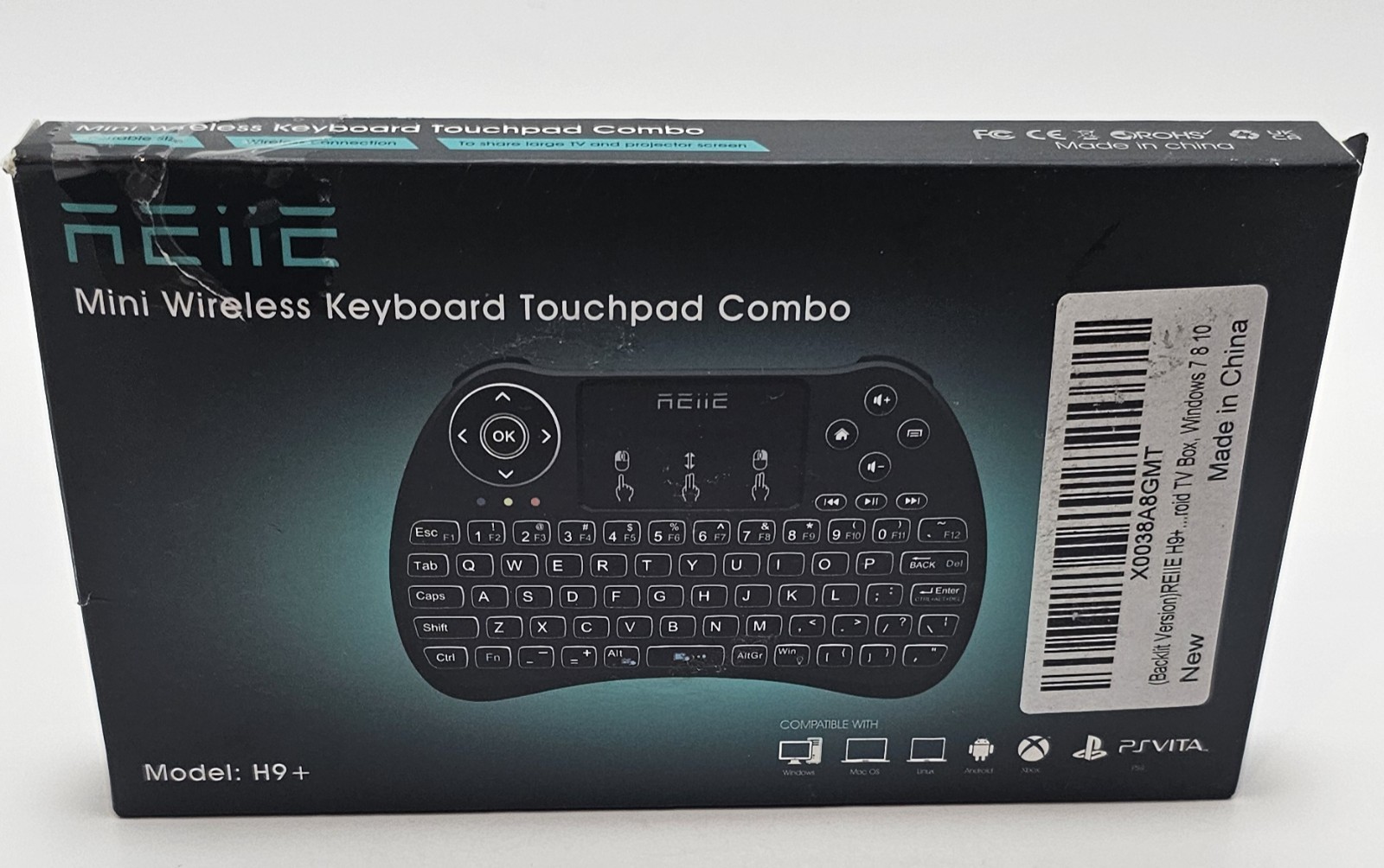 REIIE H9+ Backlit Mini Wireless Keyboard Touchpad Combo Smart TV Remote PC Mac